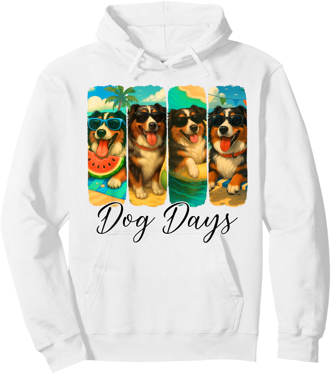 Australian Shepherd Summer Vibes Dog Days Dog Mom Dad Hoodie - Hoodie | White