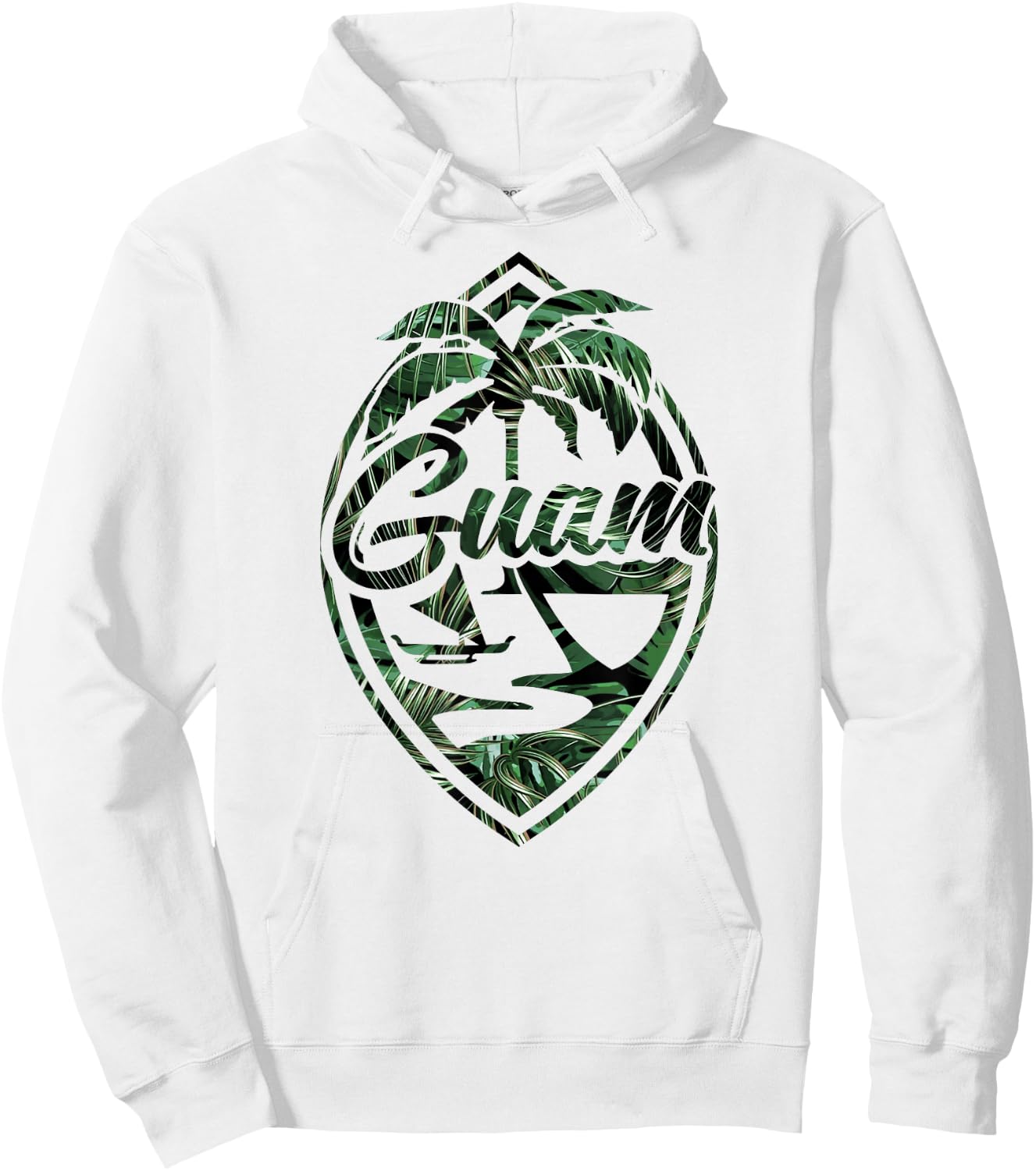 Tropical Palm Guam Seal - Hafa Adai Guam Hoodie - Hoodie | White