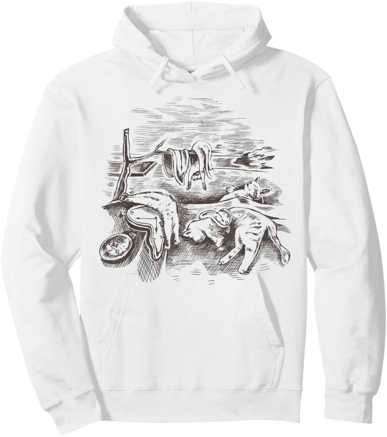 The Persistence of Memory Dali Clock Cats Parody Men Women Hoodie - Hoodie | White
