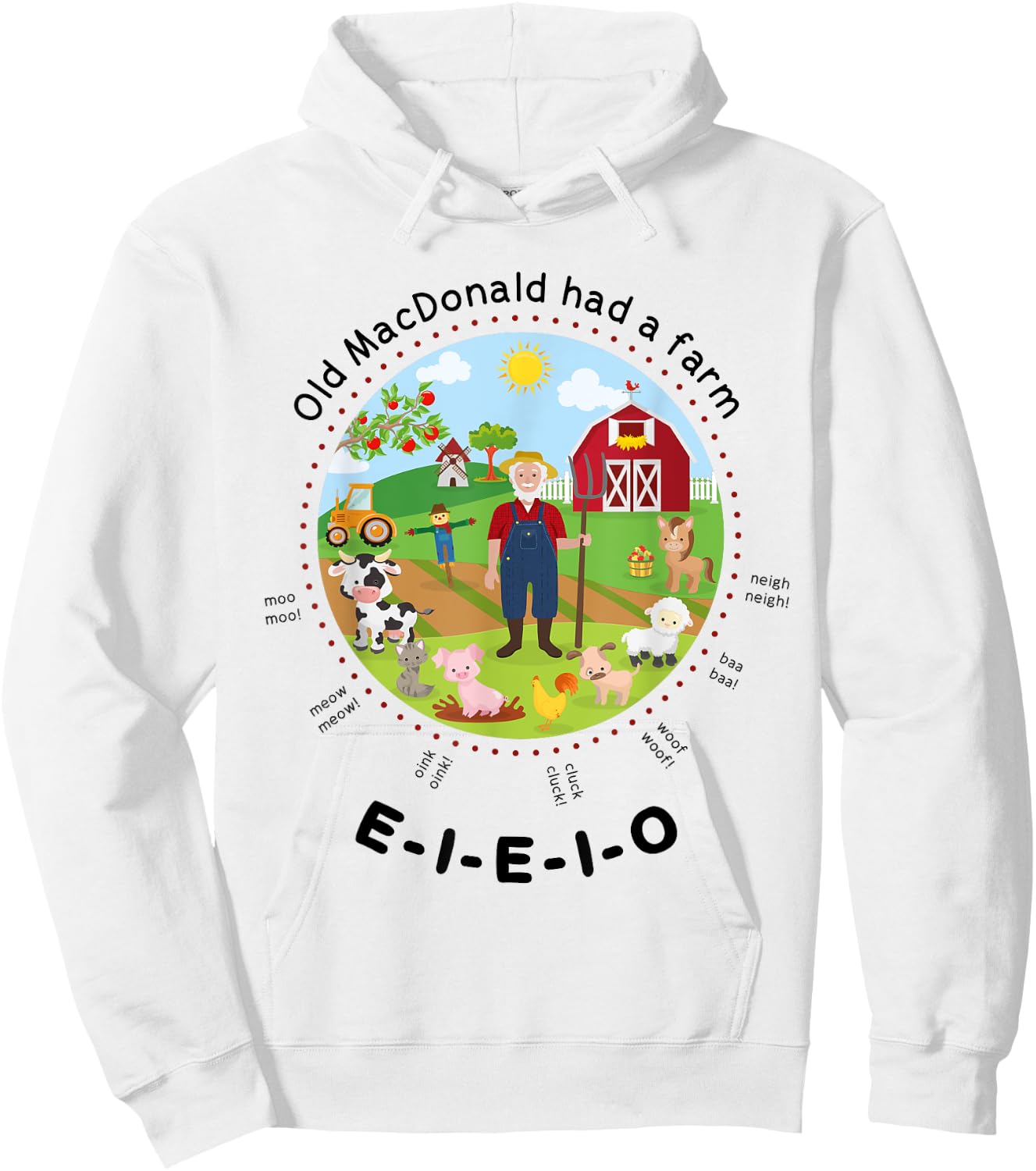 Old MacDonald had a farm English Nursery Rhyme Theme Hoodie - Hoodie | White