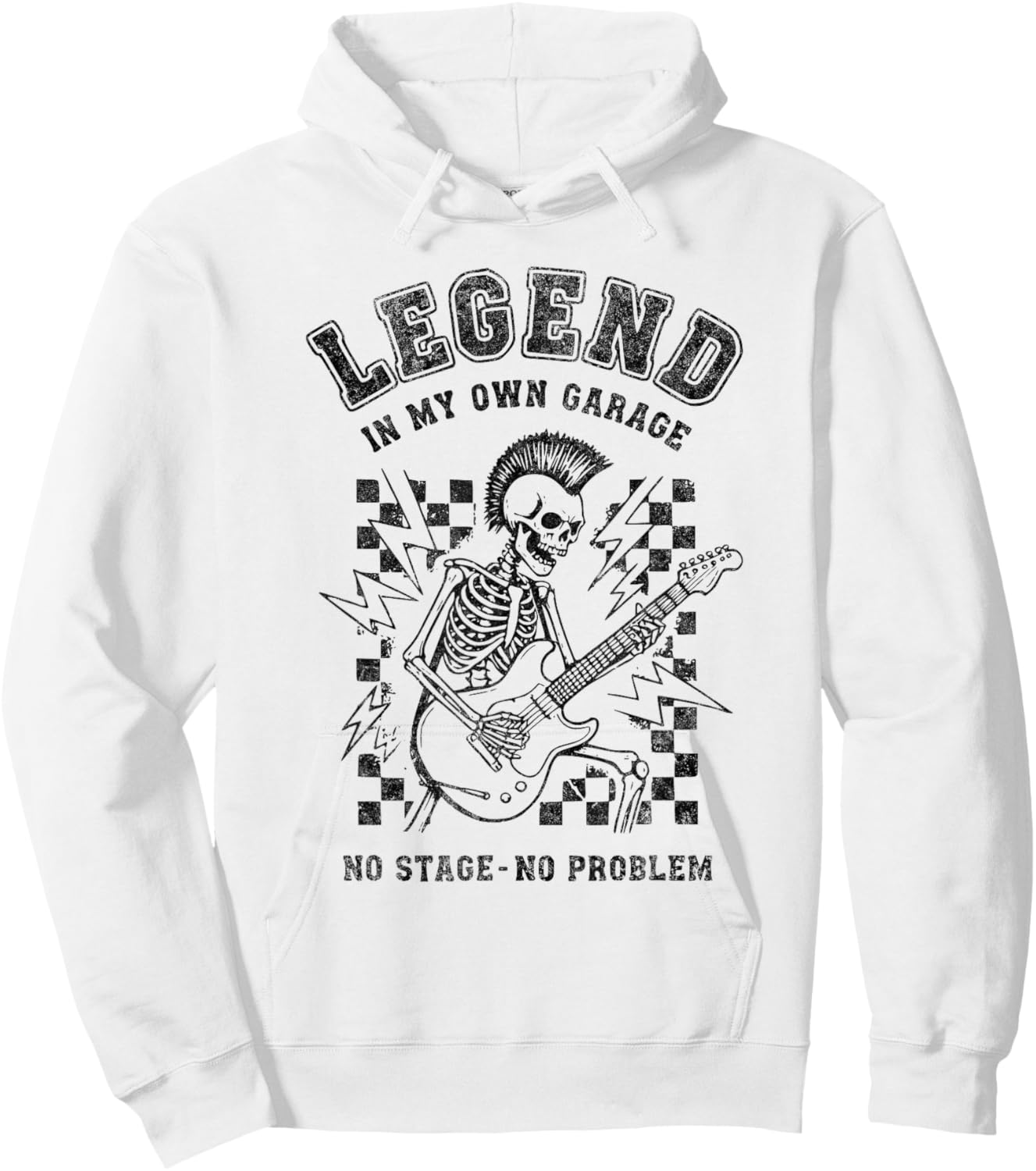 Guitar Dad Legend No Stage No Problem Design Punk Rock Hoodie - Hoodie | White