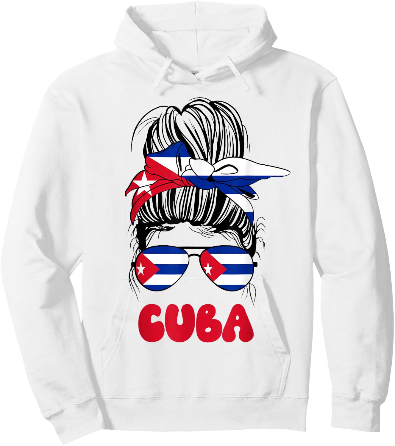 Cuban Women Messy Bun Proud Cuba Flag For Girls Hoodie - Hoodie | White