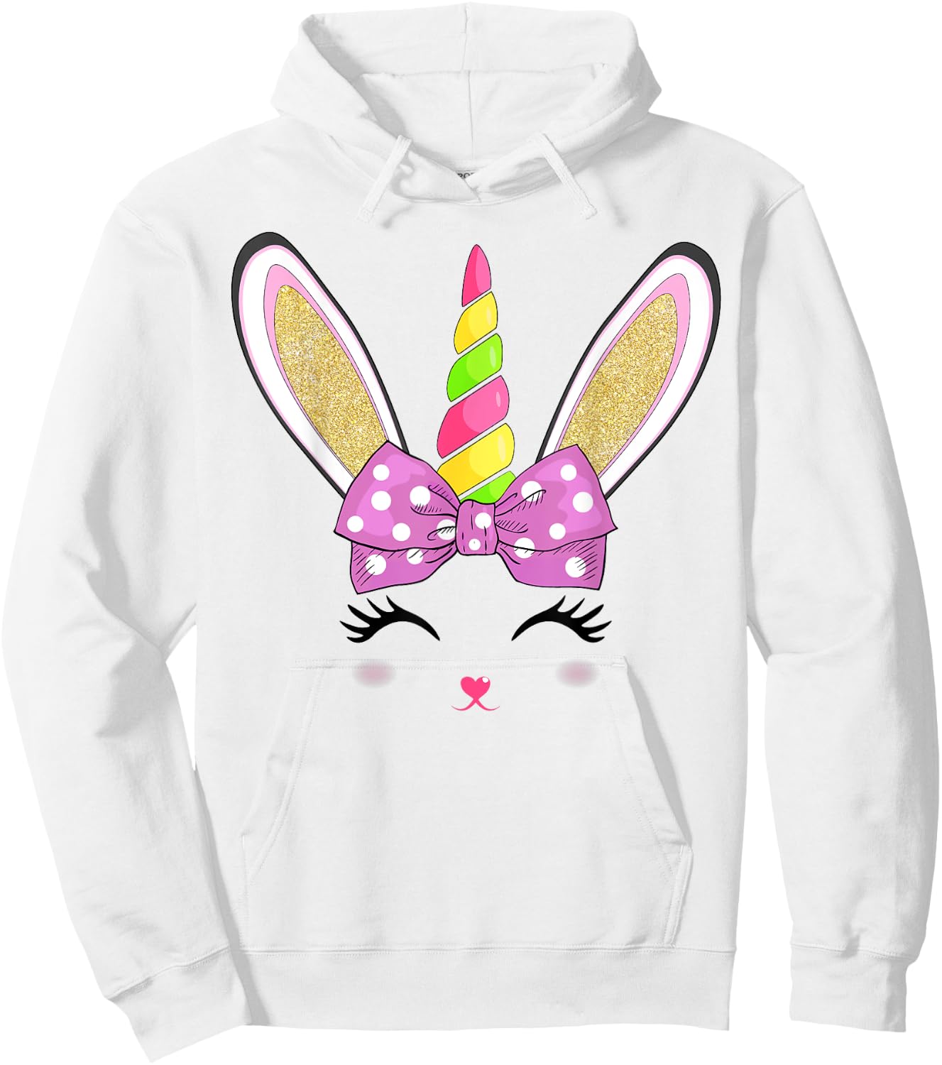 Cute Easter Bunny Face Girls Kids Hoodie - Hoodie | White