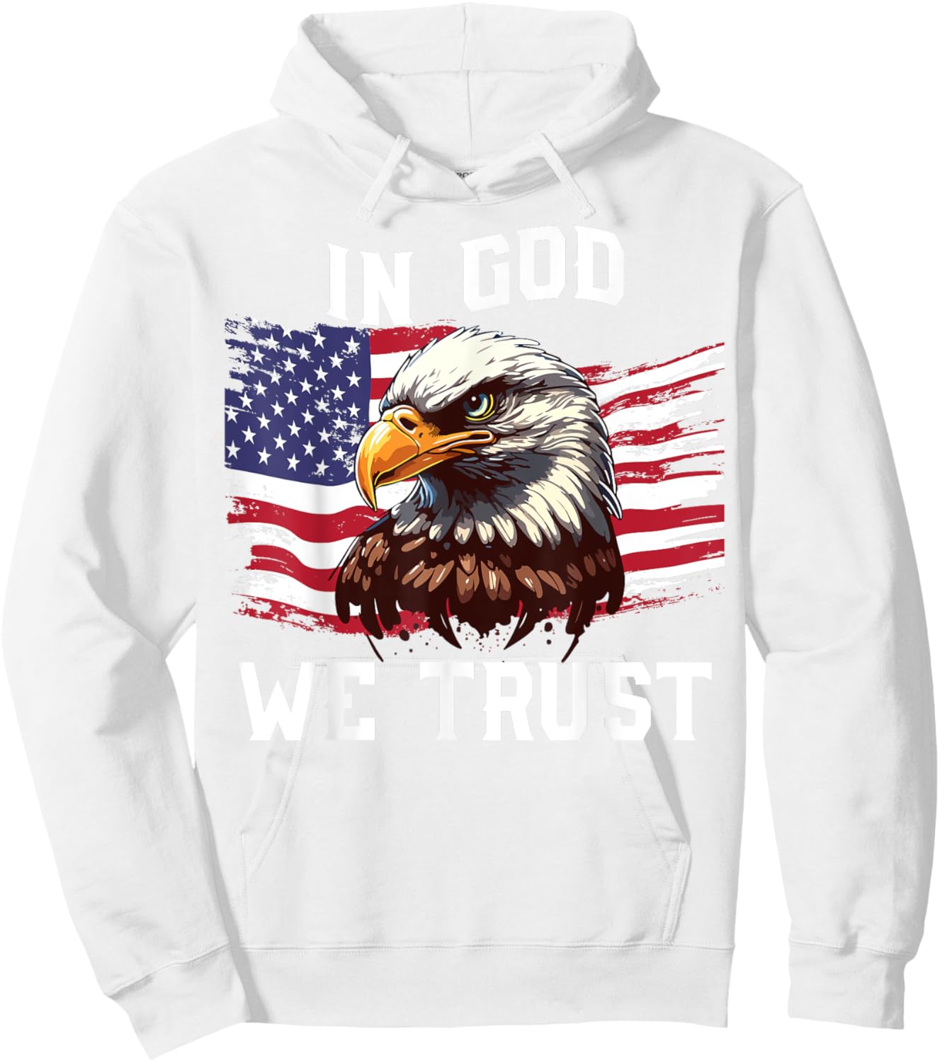 Men In God We Trust 4th July American Flag Eagle Boy Toddler Hoodie - Hoodie | White