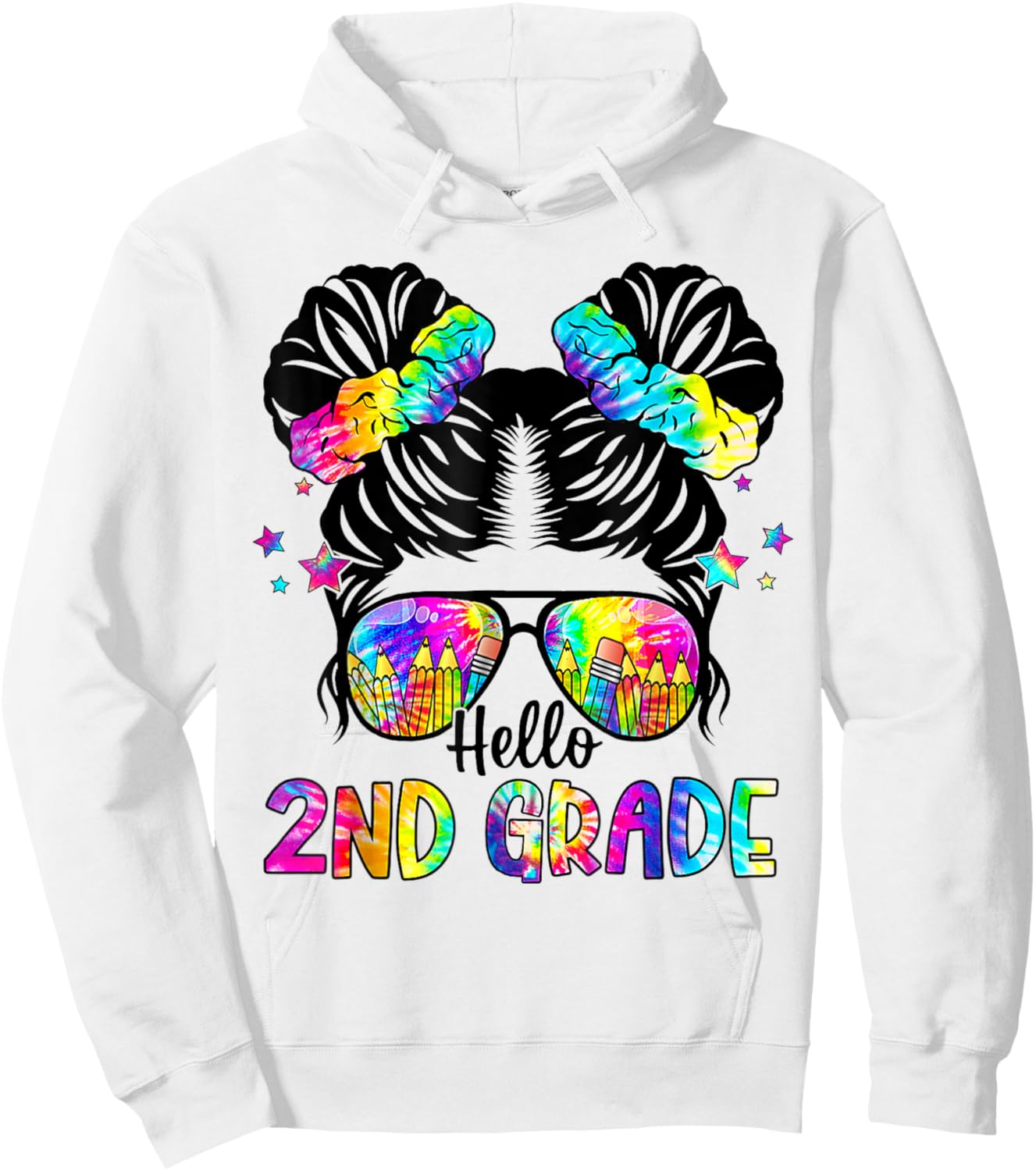 Hello 2nd Grade Messy Bun Team Second Grade Back To School Hoodie - Hoodie | White