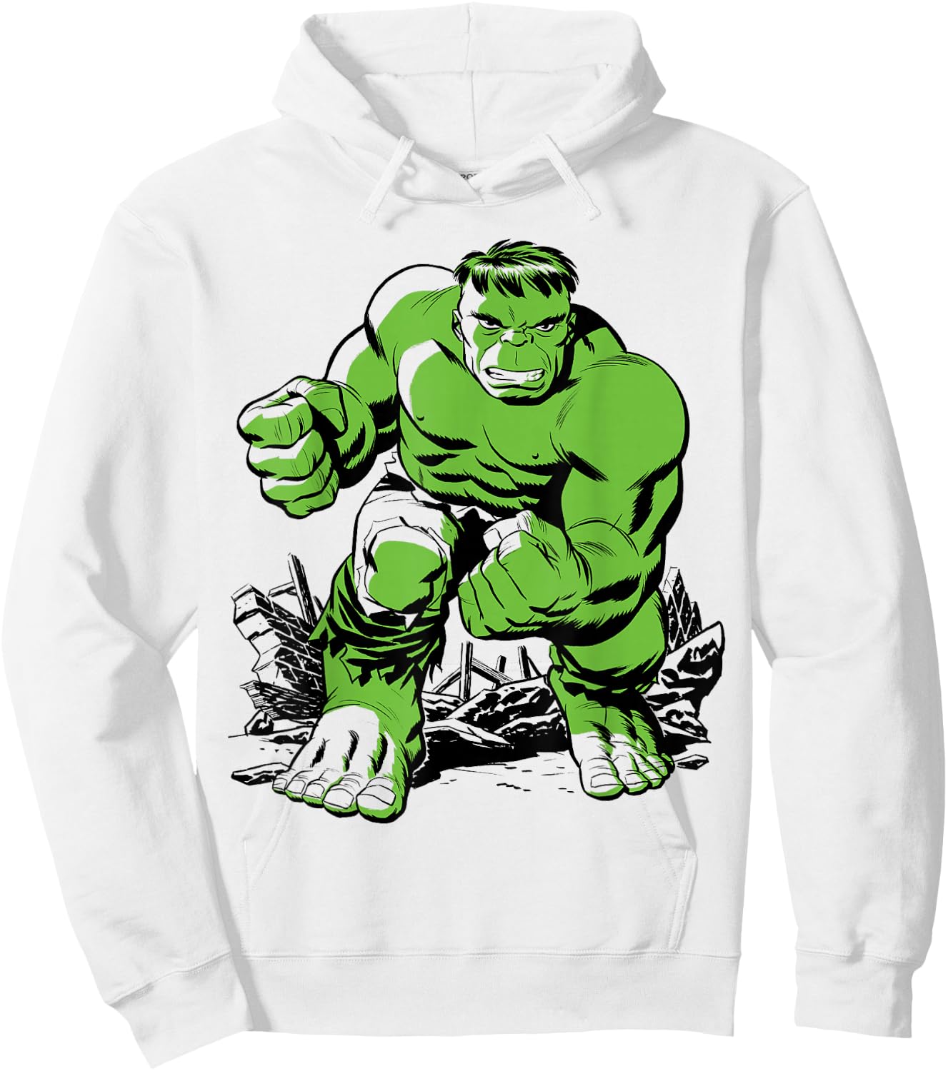 Marvel The Incredible Hulk Retro Comic Art Hoodie - Hoodie | White