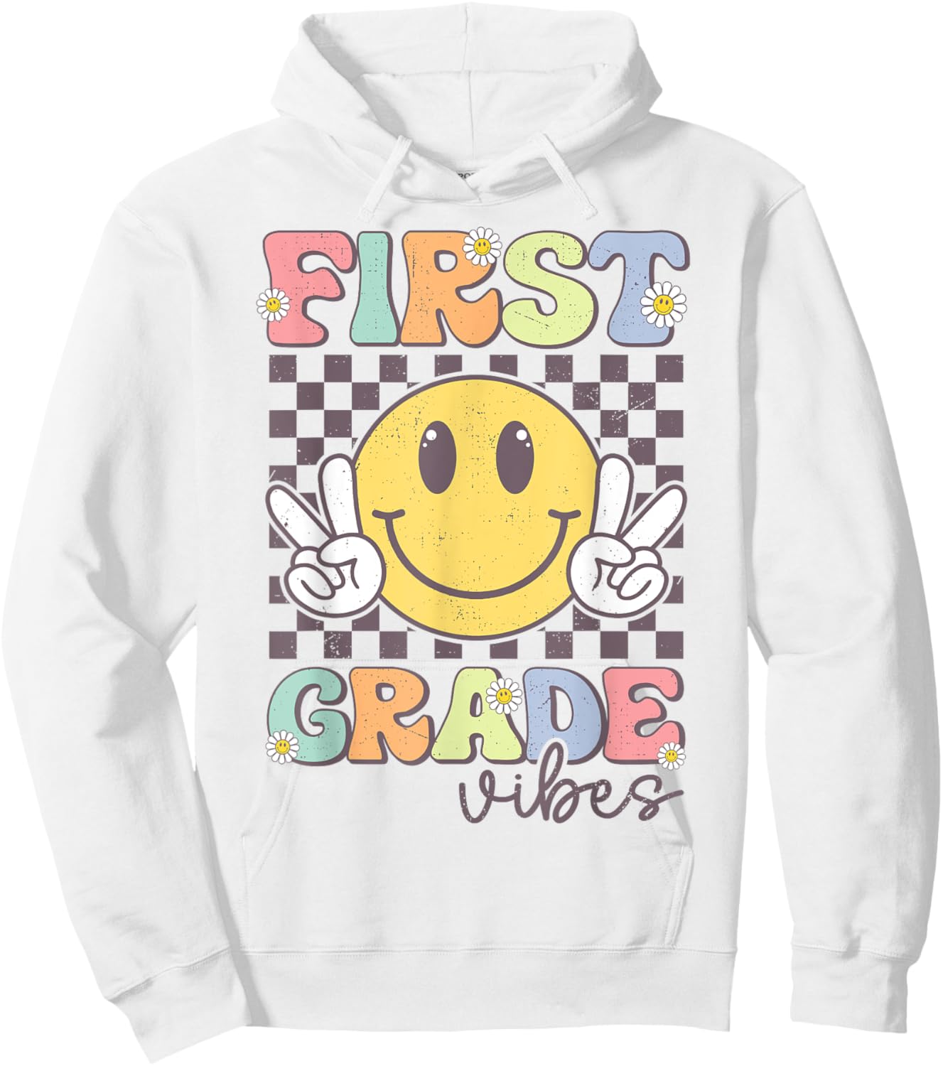First Grade Vibes Smile Face 1st Grade Team Back To School Hoodie - Hoodie | White