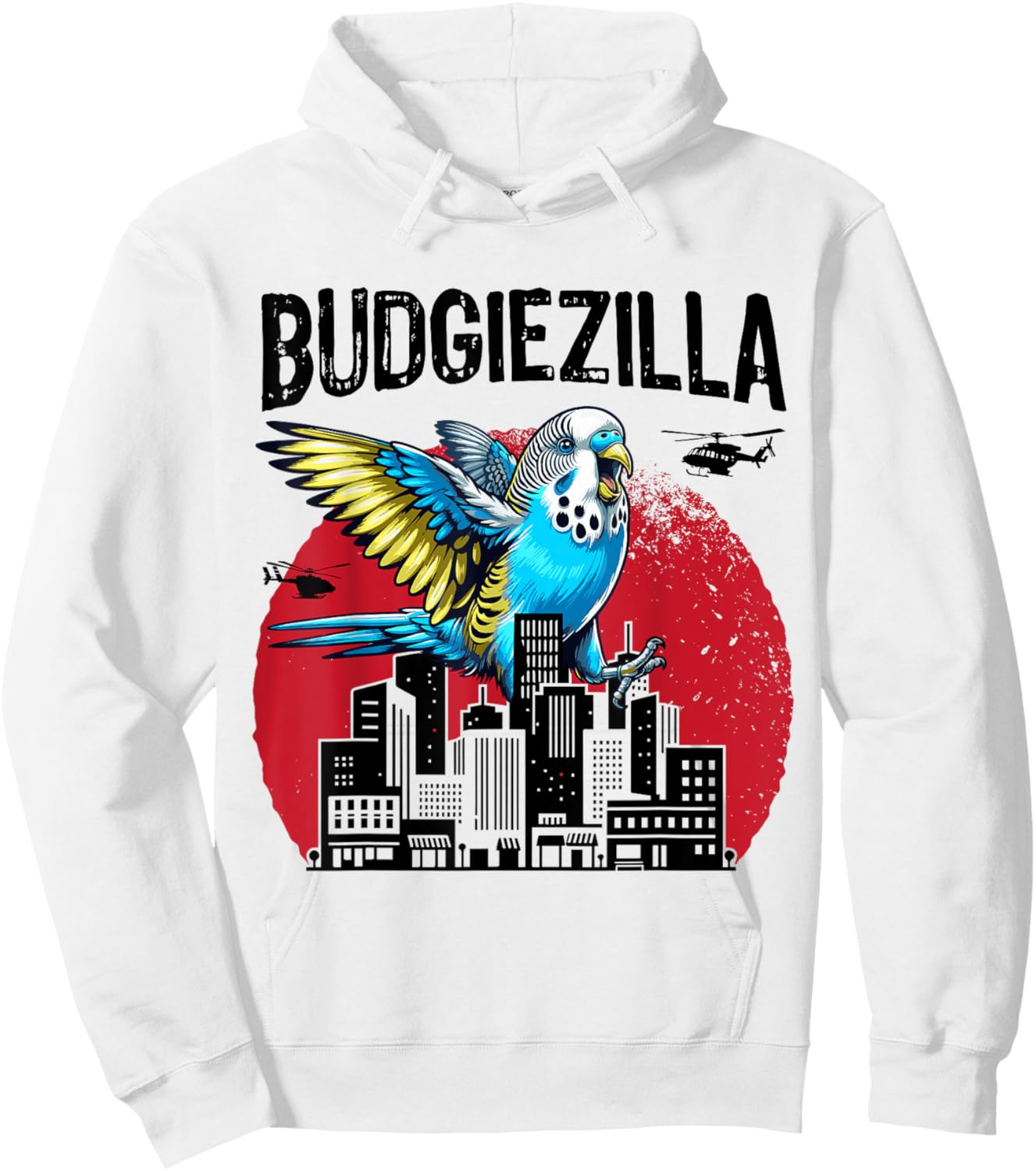Budgiezilla Funny Parakeet Budgie Budgerigar Bird Lover Hoodie - Hoodie | White