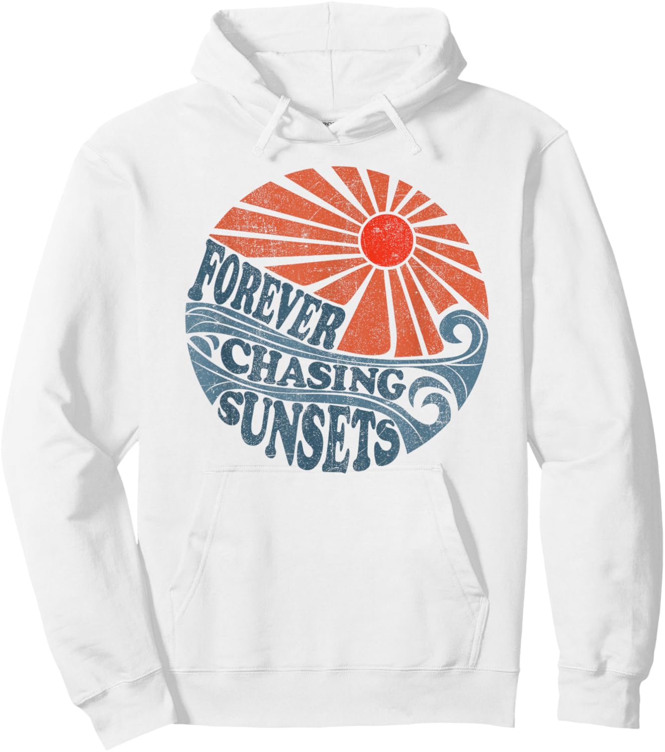 Vintage Forever Chasing Sunsets Retro 70's Beach Vacation Hoodie - Hoodie | White