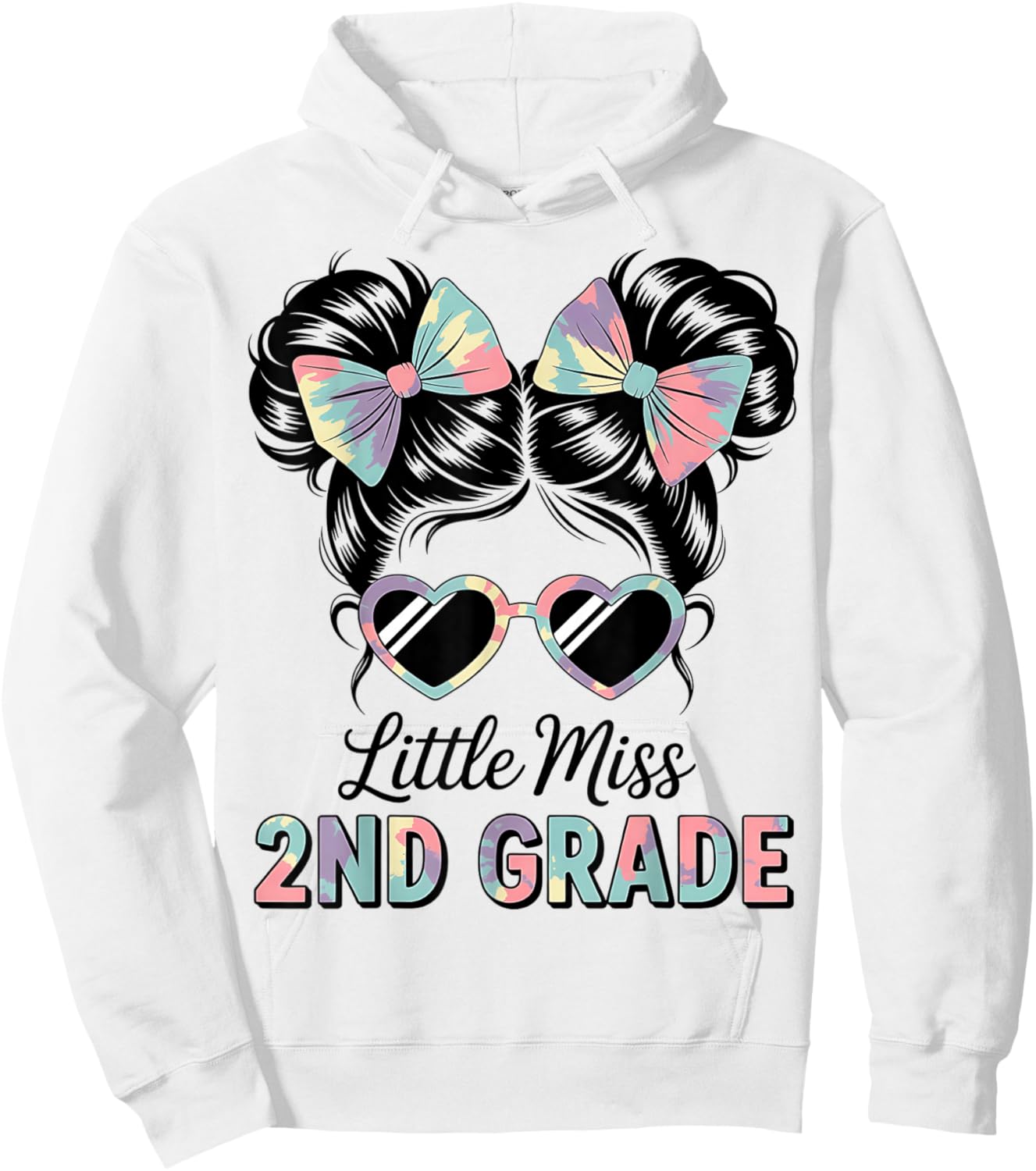 Little Miss 2nd Second Grade Messy Bun First Day Of School Hoodie - Hoodie | White