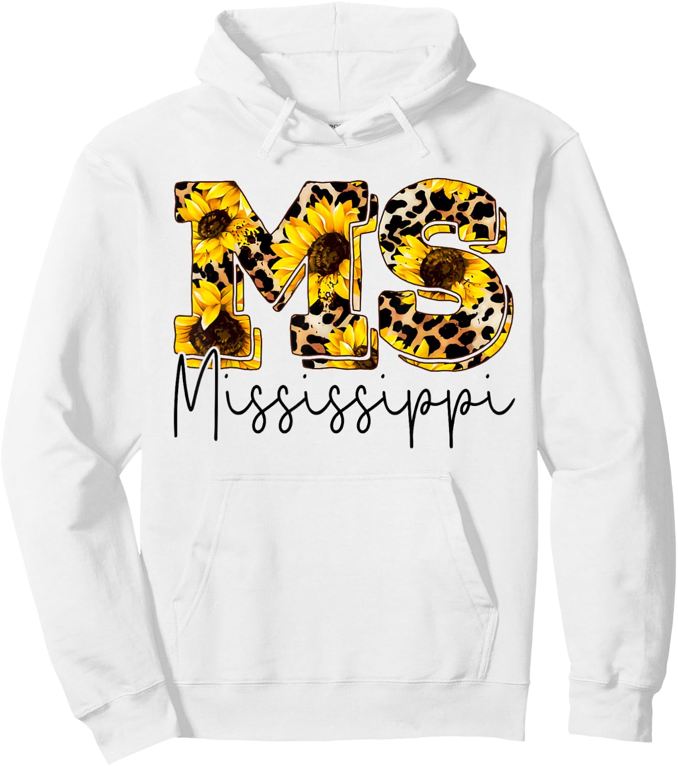 Mississippi Sunflower Leopard Print Gift Hoodie - Hoodie | White