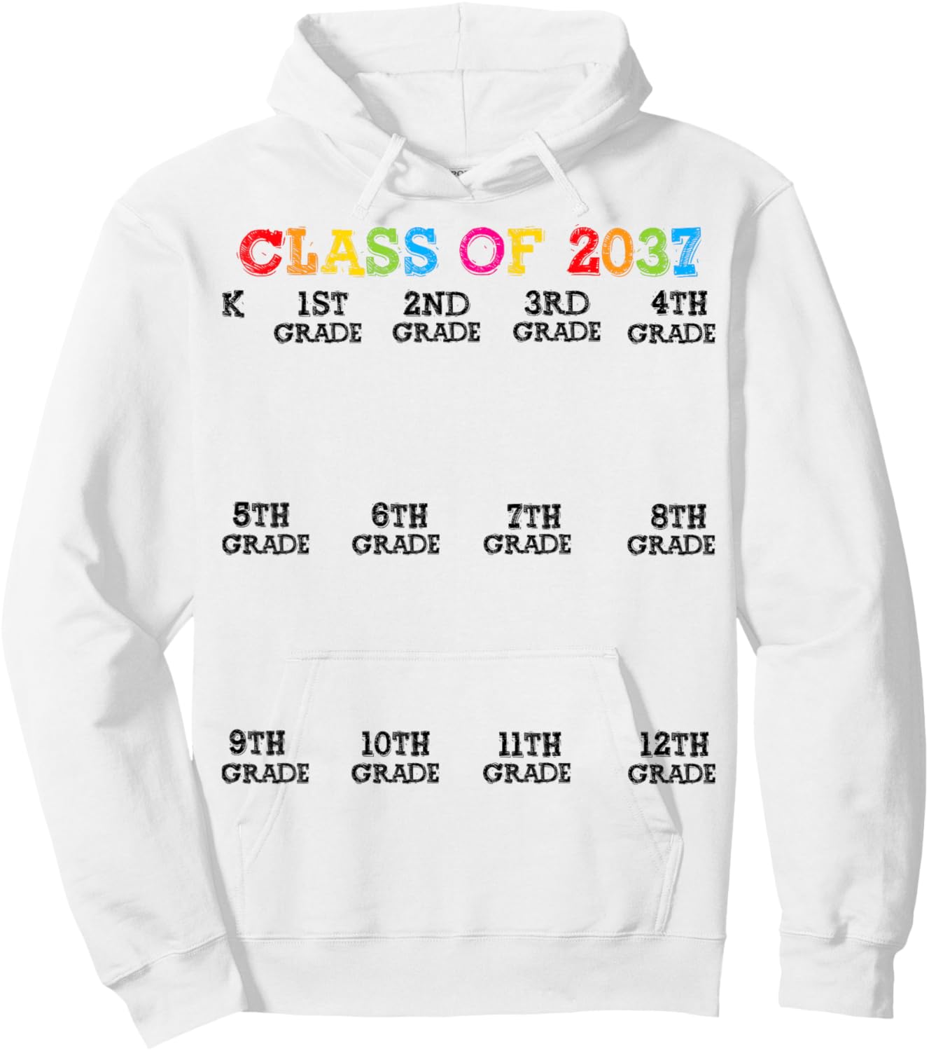 Class Of 2037 Handprint Shirt, Grow With Me Kindergarten Kid Hoodie - Hoodie | White