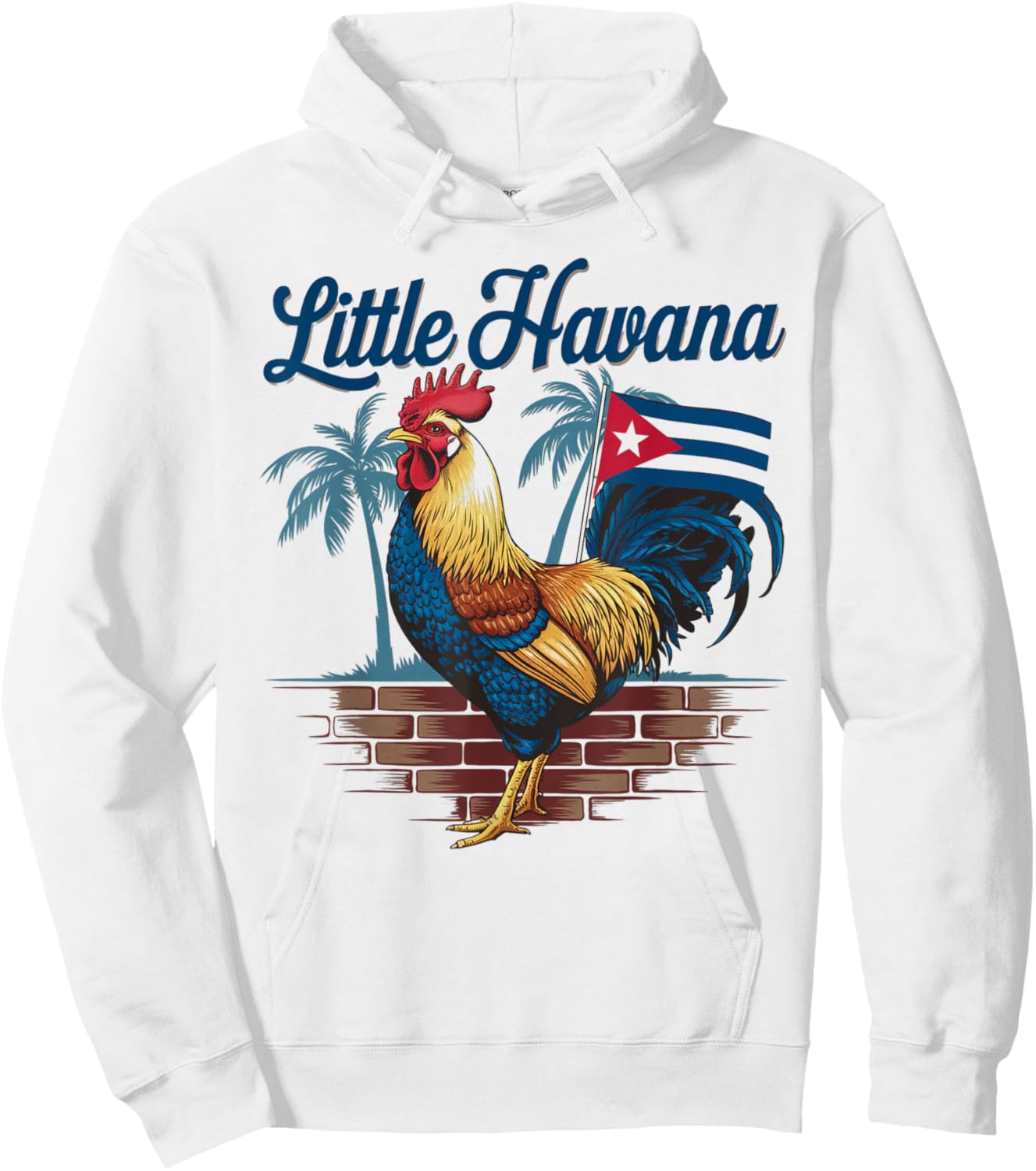 Little Cuban Rooster Fun Havana Hoodie - Hoodie | White