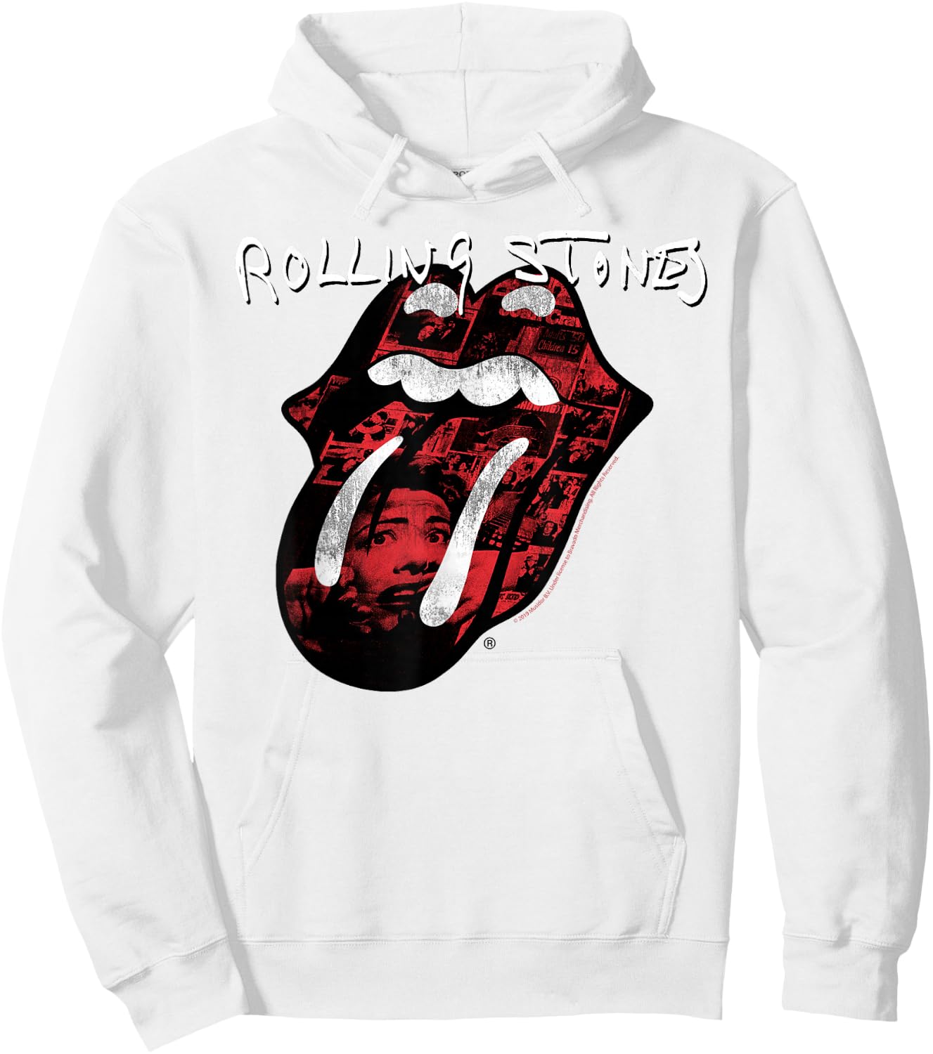 Rolling Stones Official Exile Tongue Photos Silver Hoodie - Hoodie | White