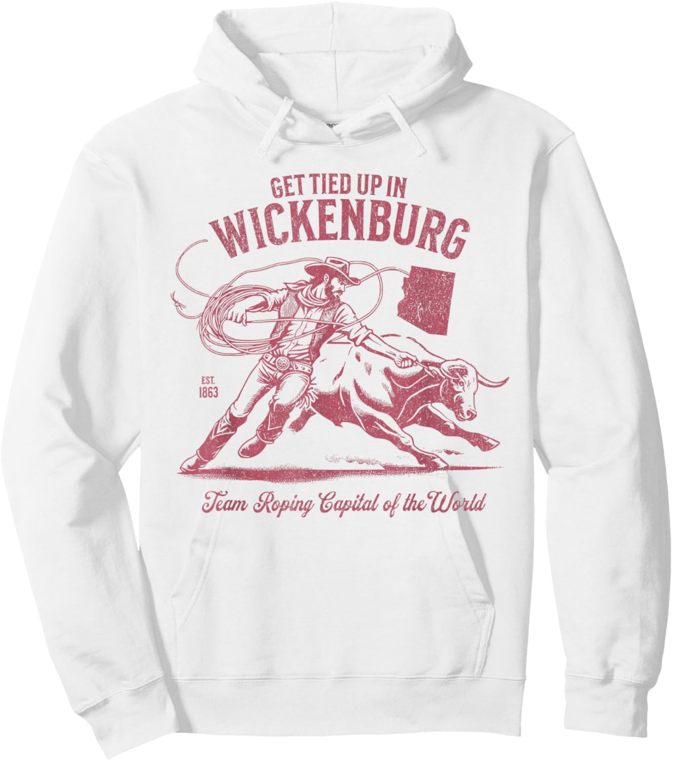 Wickenburg Arizona Team Roping Capital of the World Cowboy Hoodie - Hoodie | White