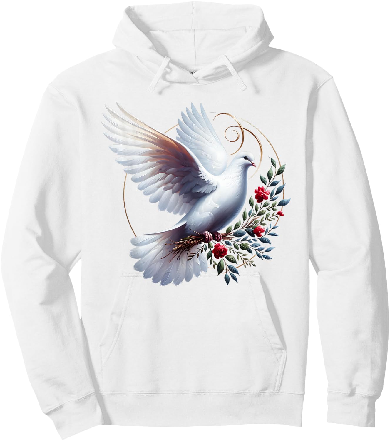 Elegant Flight of the Peaceful White Dove Bird Floral Art Hoodie - Hoodie | White