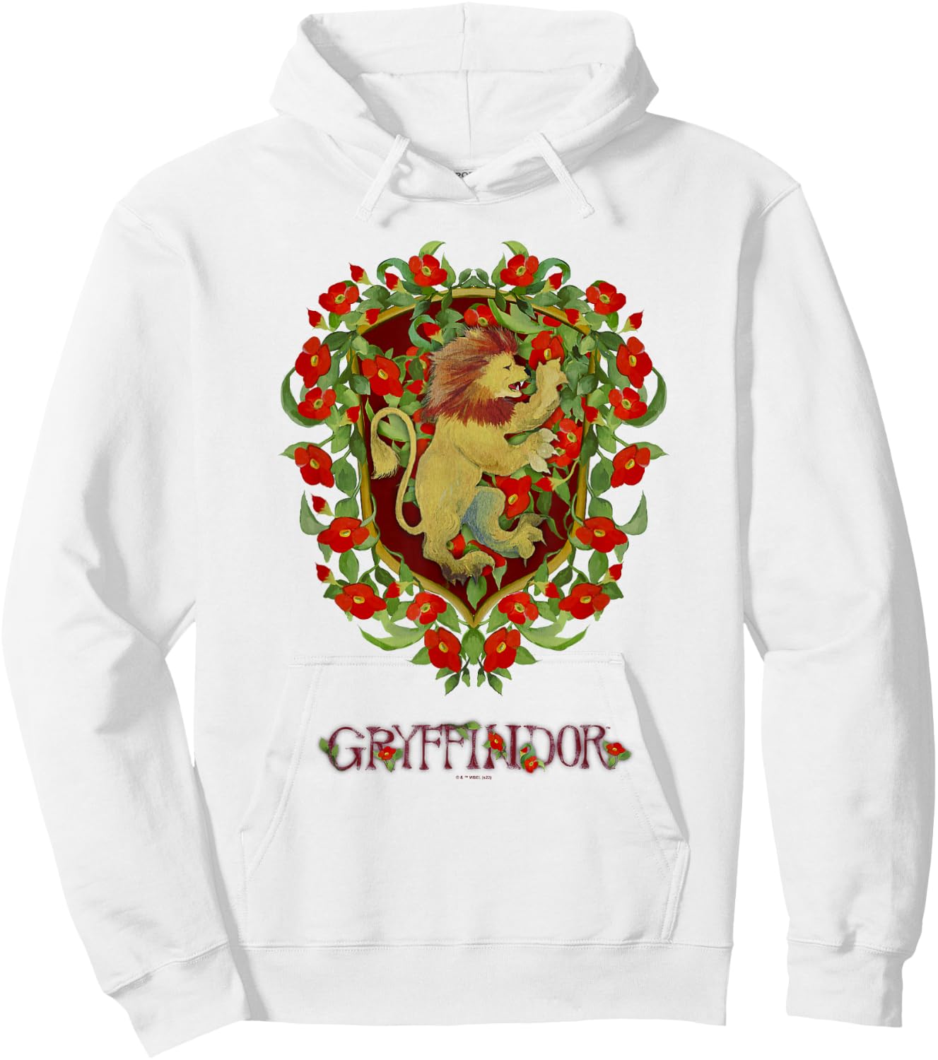 Harry Potter Floral Gryffindor Lion Watercolor Hoodie - Hoodie | White