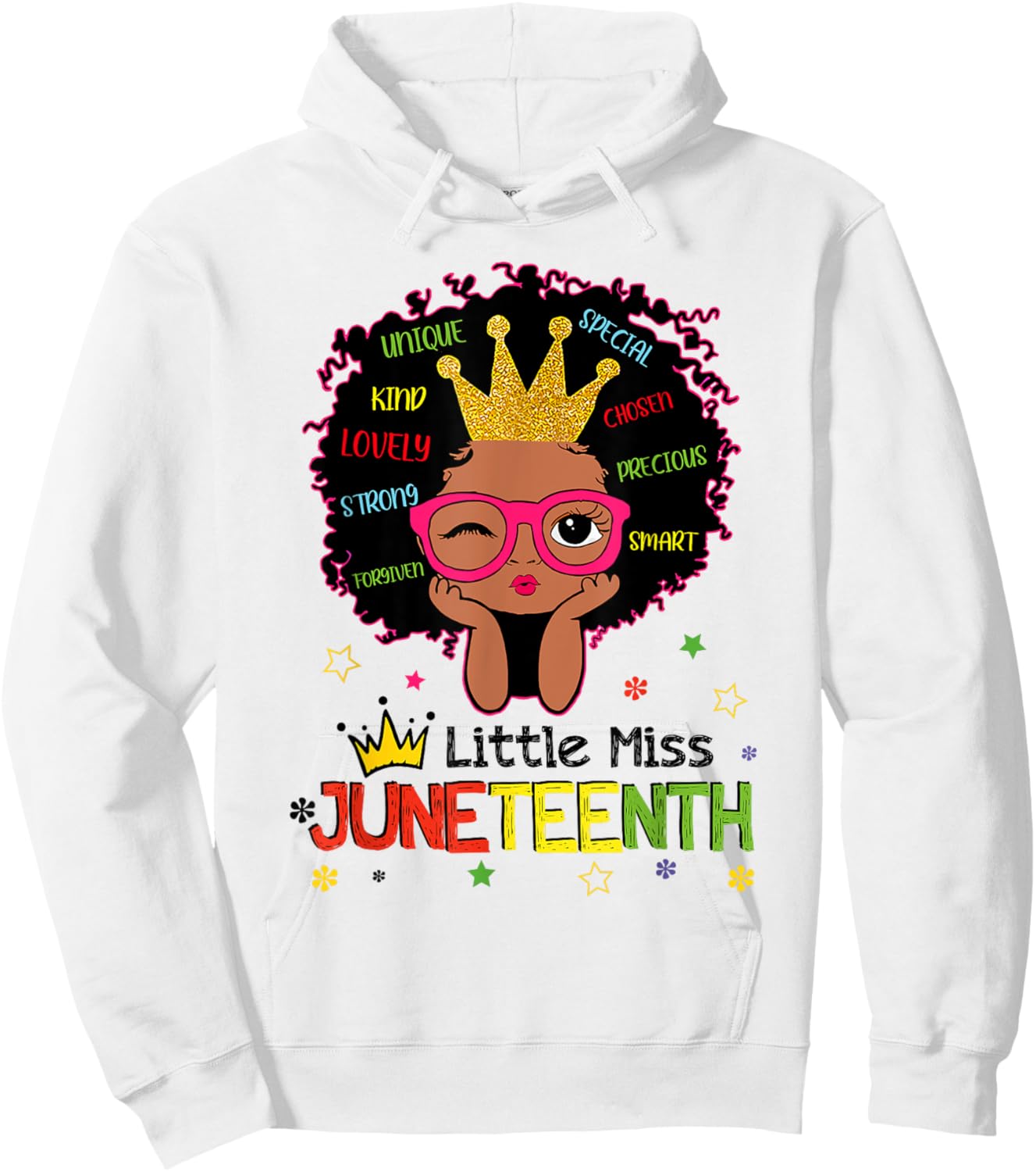 Little Miss Juneteenth Shirt Girl Toddler Black History Kids Hoodie - Hoodie | White
