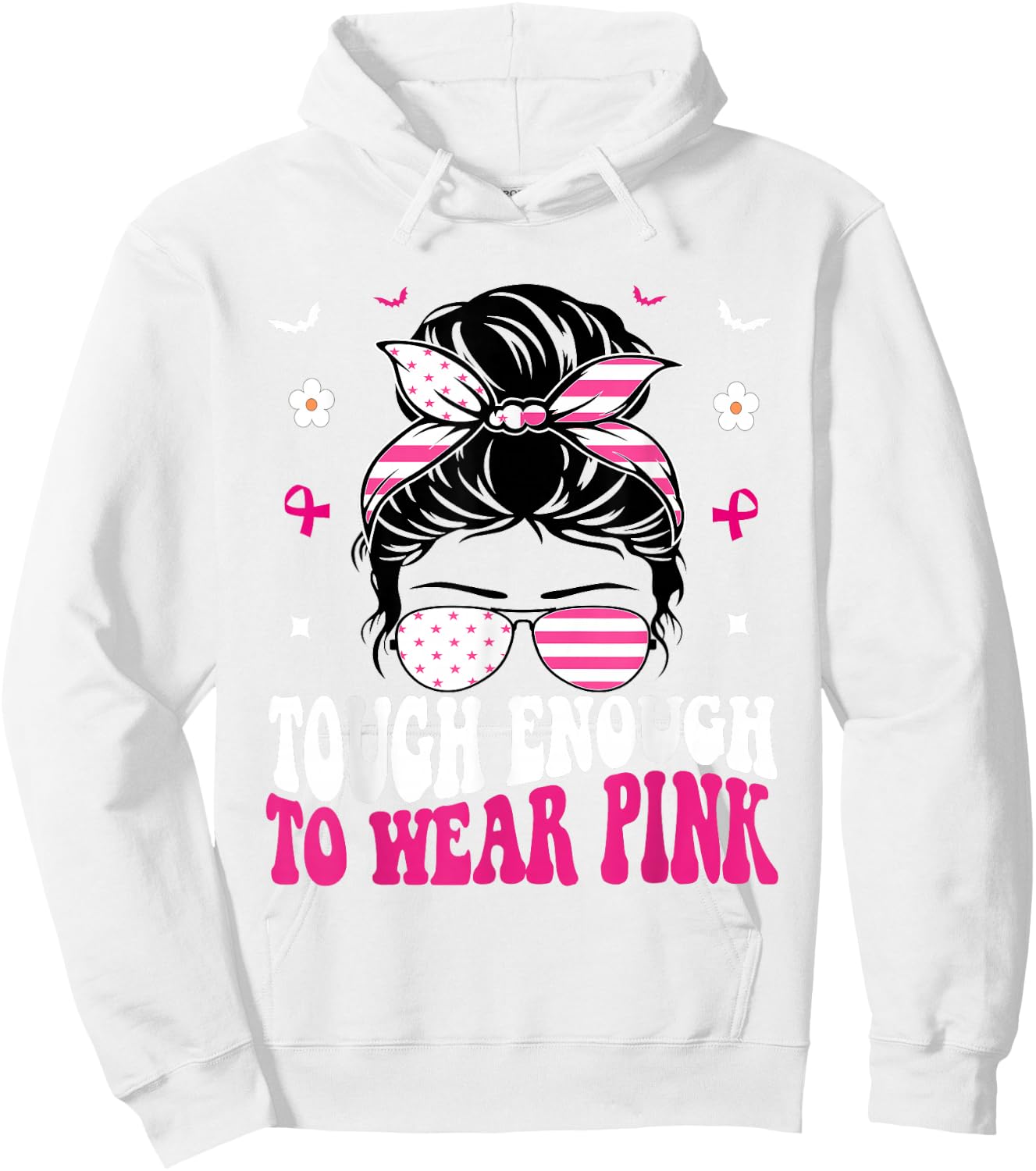 Tough Enough To Wear Pink Breast Cancer Awareness Hoodie - Hoodie | White