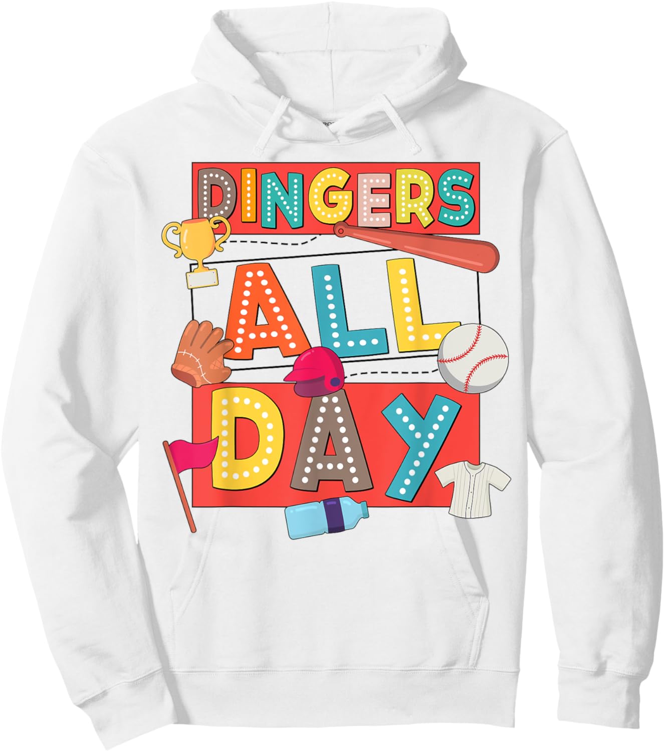 Baseball Mom Dad Biggest Fan Game Day Vibes Dingers All Day Hoodie - Hoodie | White