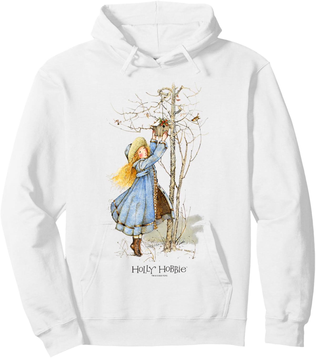 Holly Hobbie Vintage Christmas Birdhouse Sweet Winter Scene Hoodie - Hoodie | White