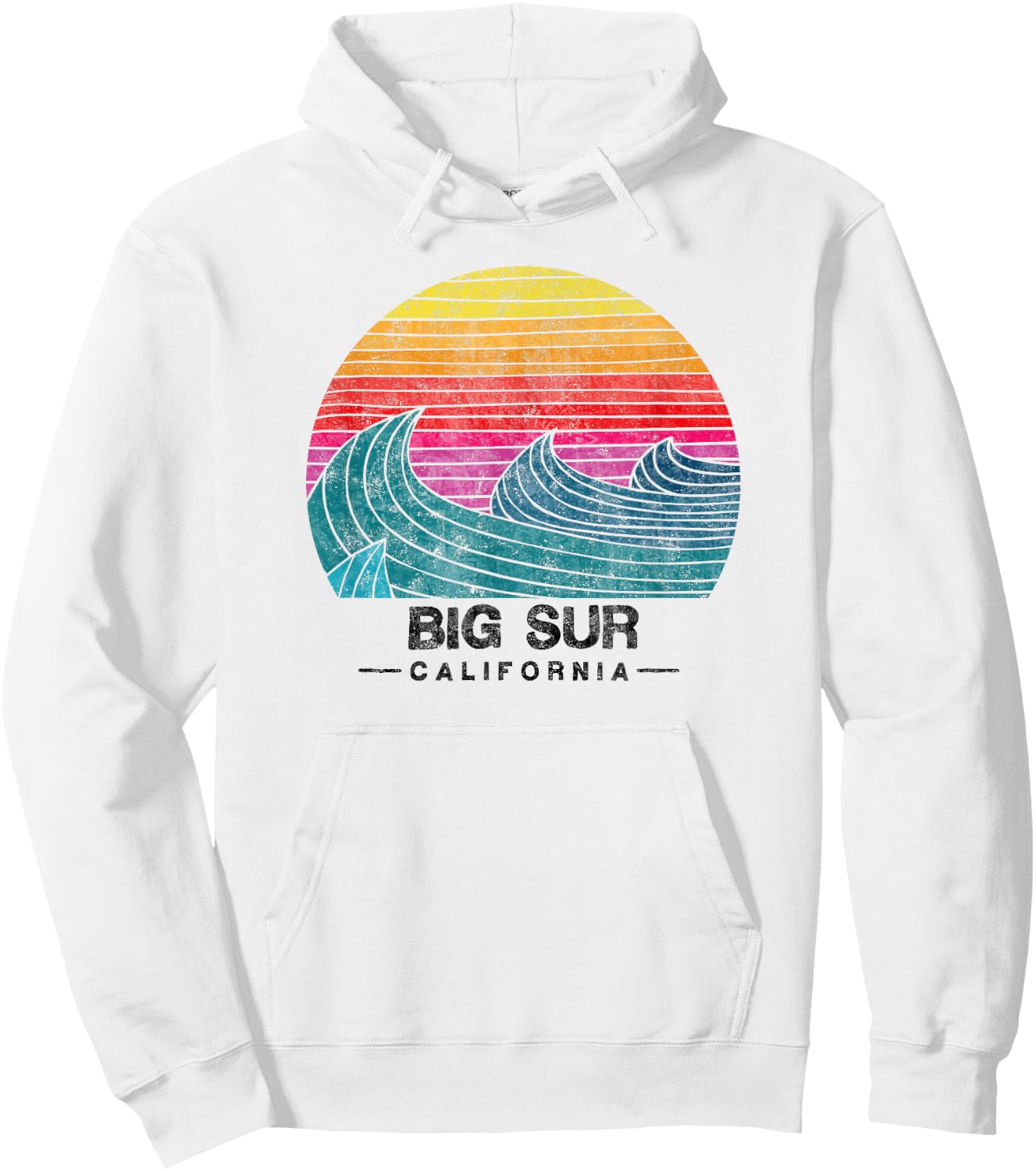 Big Sur Surfing Waves Beach Retro Cali Sunset Surf Hoodie - Hoodie | White