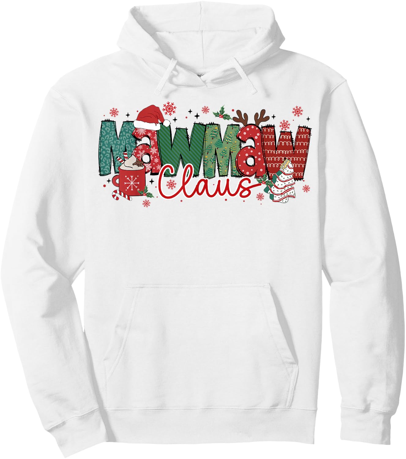 Mawmaw Claus Christmas Pajama Santa Claus Family Matching Hoodie - Hoodie | White