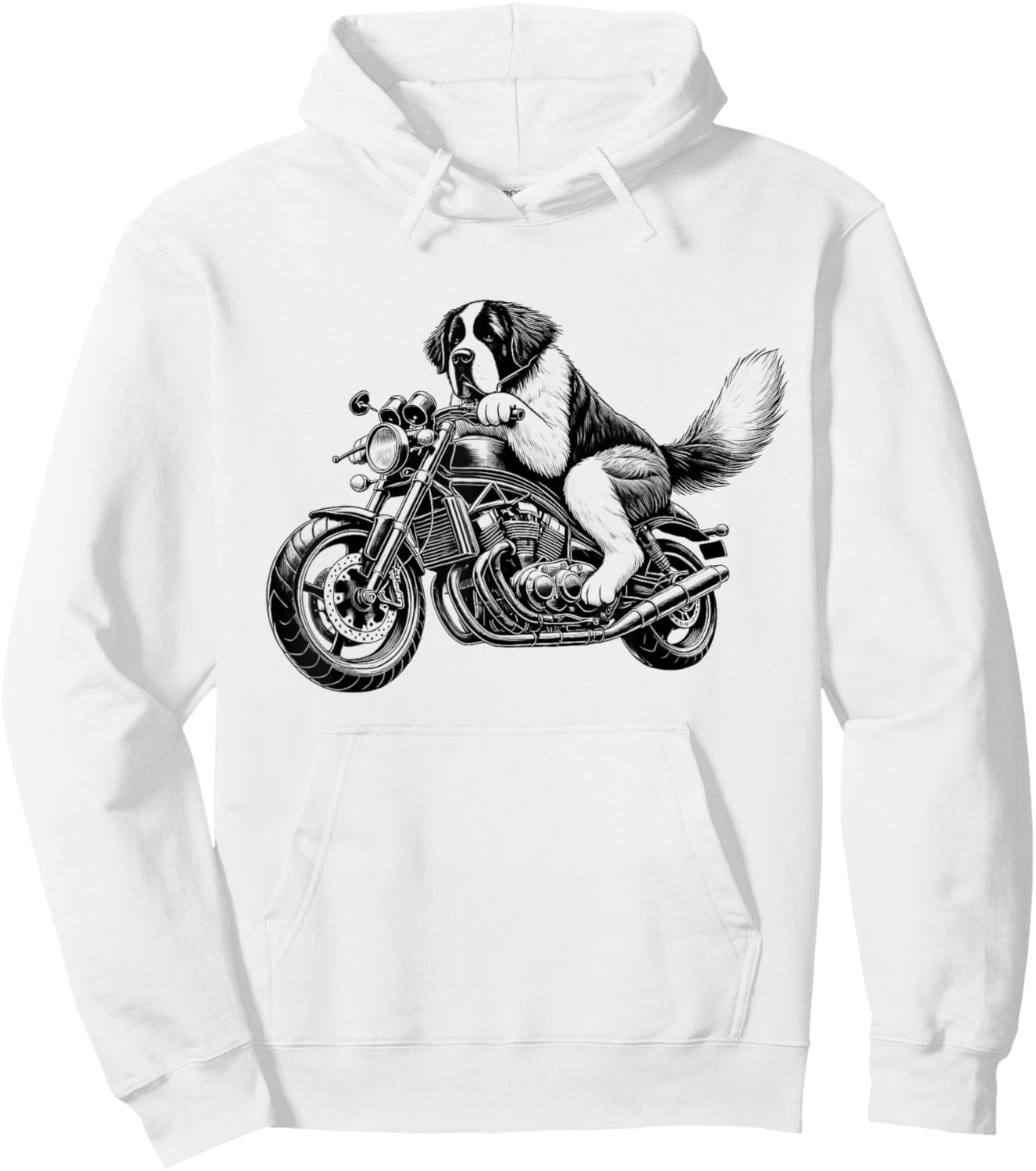 Cool Saint Bernard Riding a Motorcycle Biker Dog Lover Hoodie - Hoodie | White