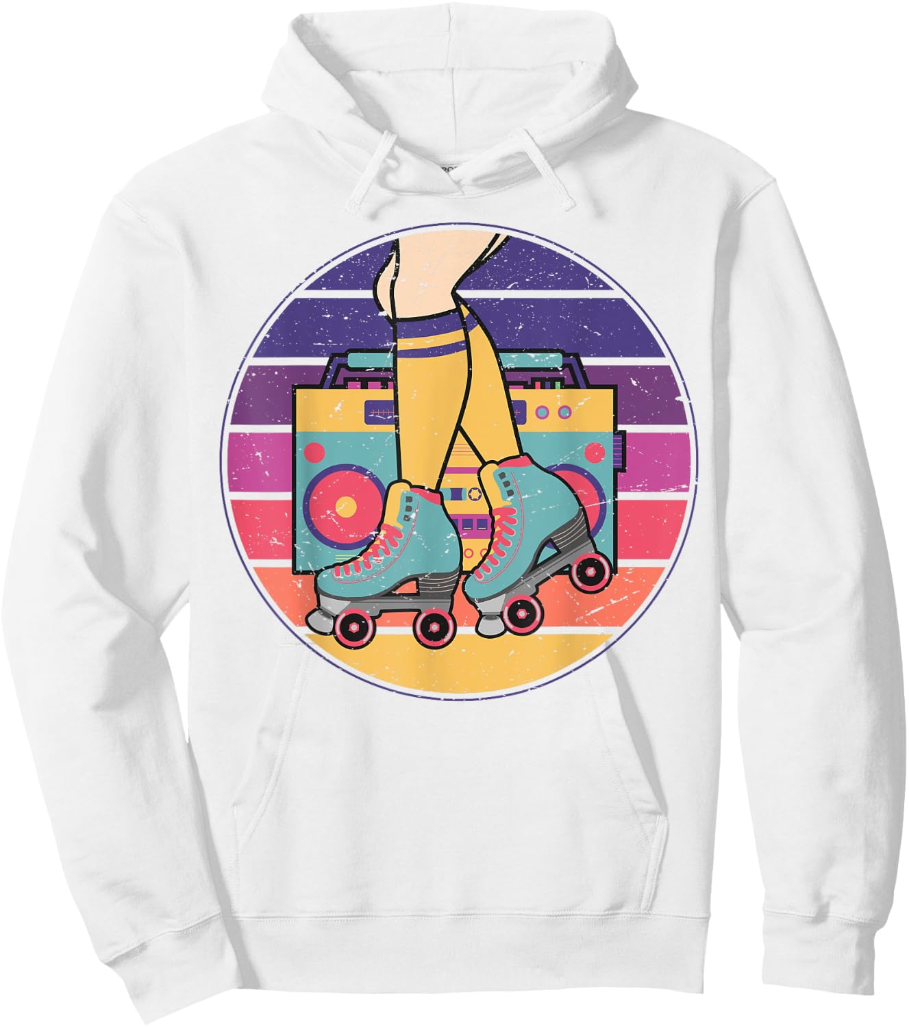 Roller Girl Skate Radio Skating Disco Retro 70s/80s Hoodie - Hoodie | White