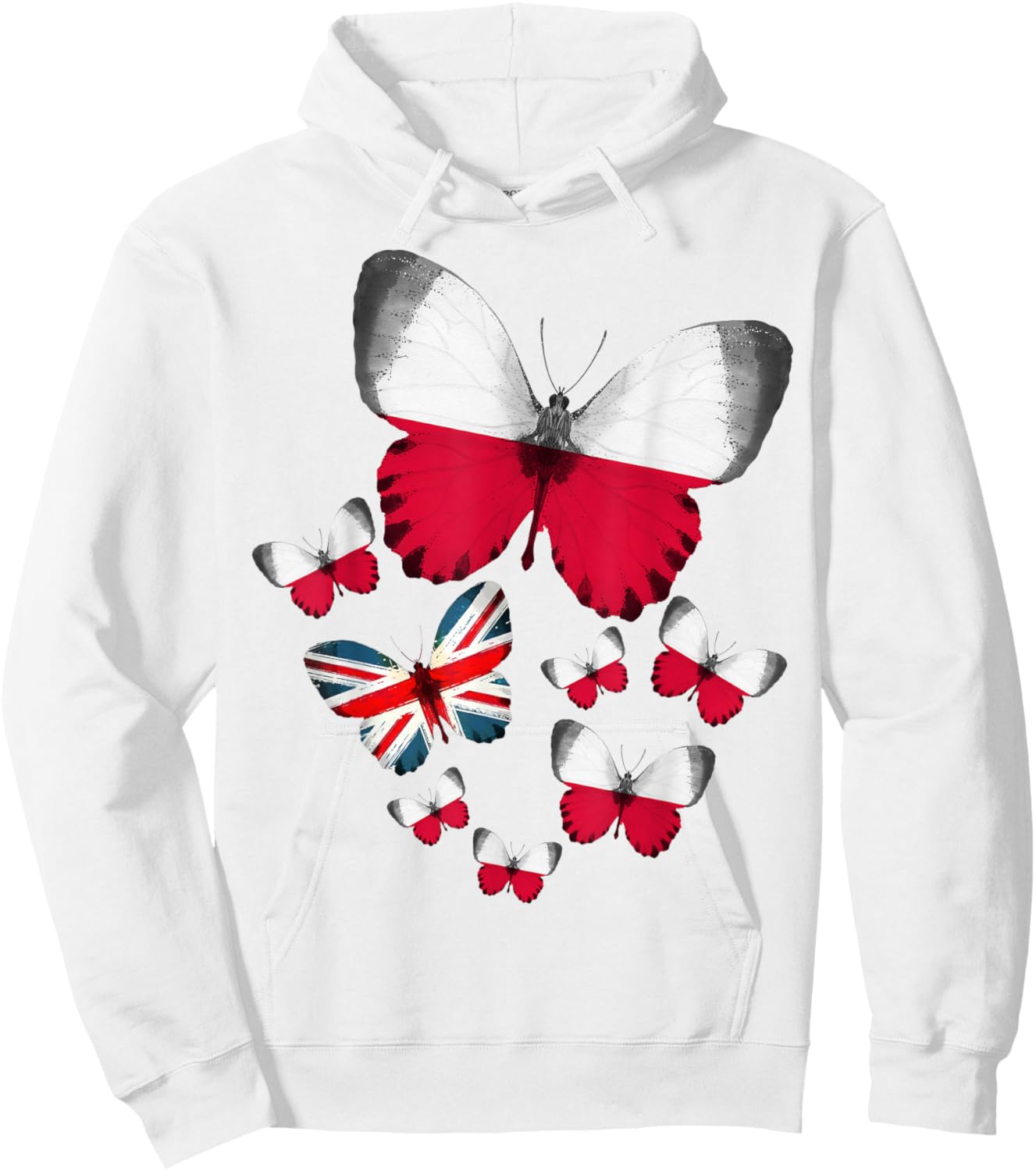 Polish Flag Outfit Ideas For Kids & Poland British Butterfly Hoodie - Hoodie | White