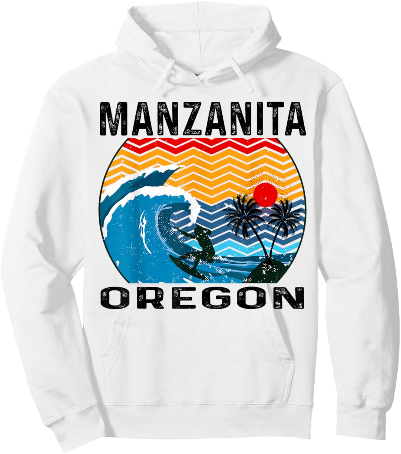Oregon Manzanita Surfing Surfboard Hoodie - Hoodie | White