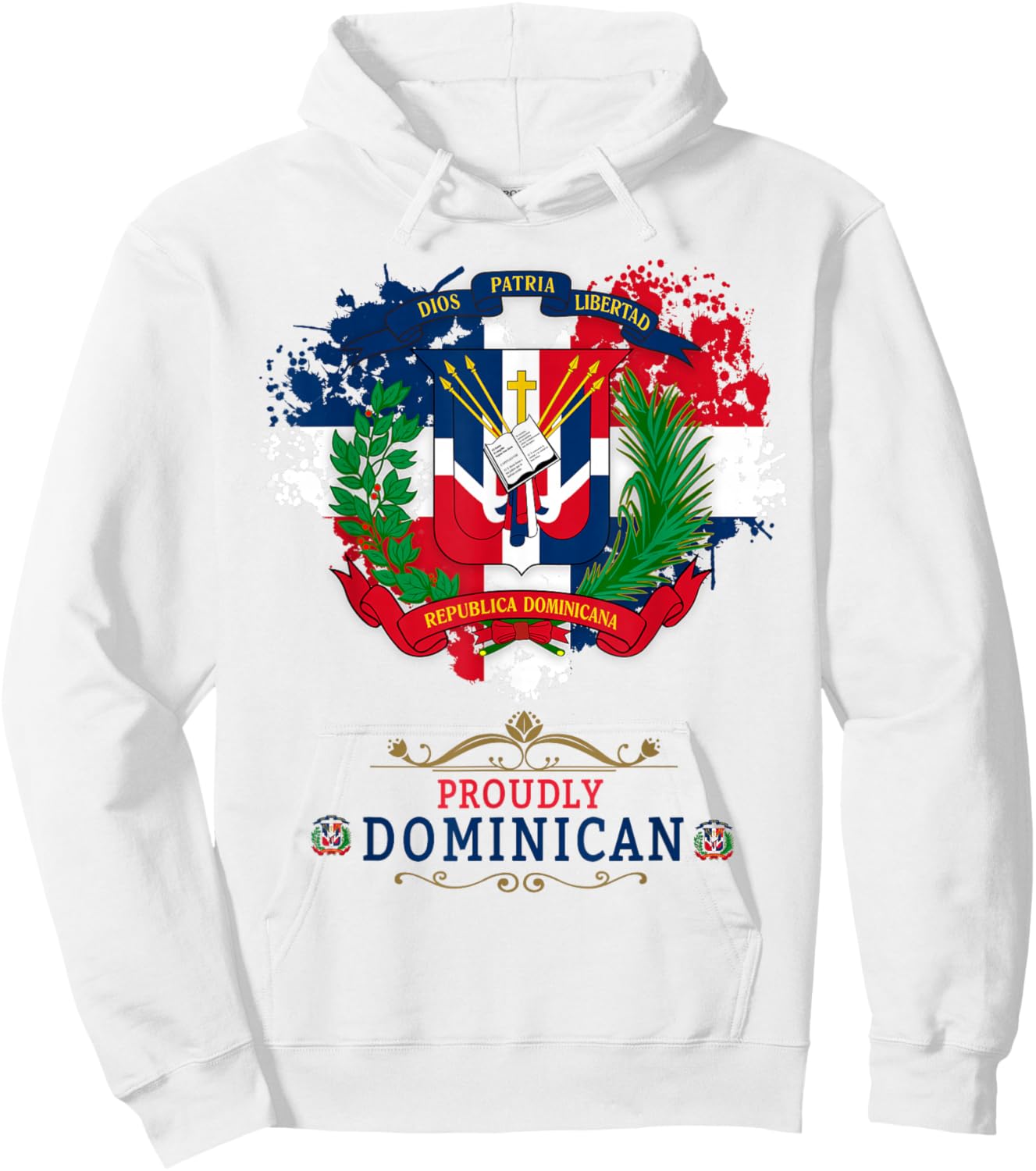 Coat of Arms Republica Dominicana For Kids & Dominican Flag Hoodie - Hoodie | White