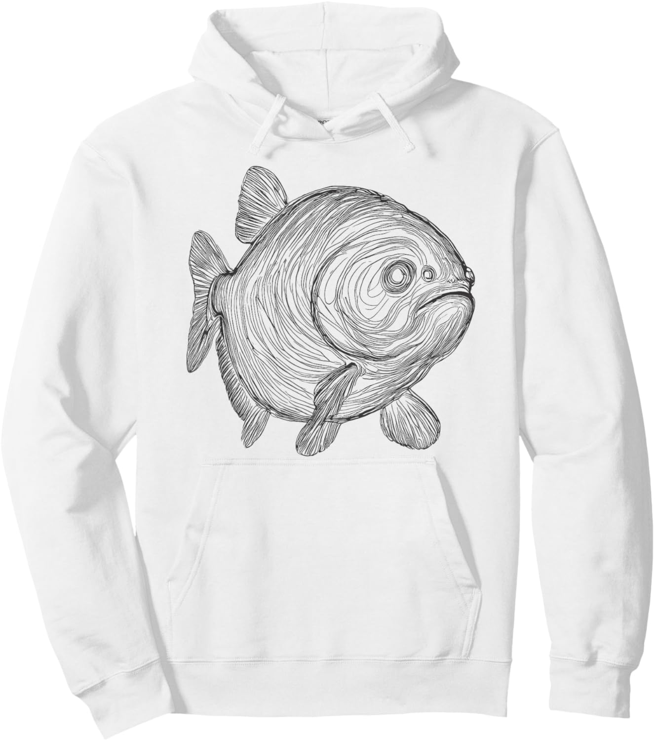 Line Art Piranha Piranhas Hoodie - Hoodie | White