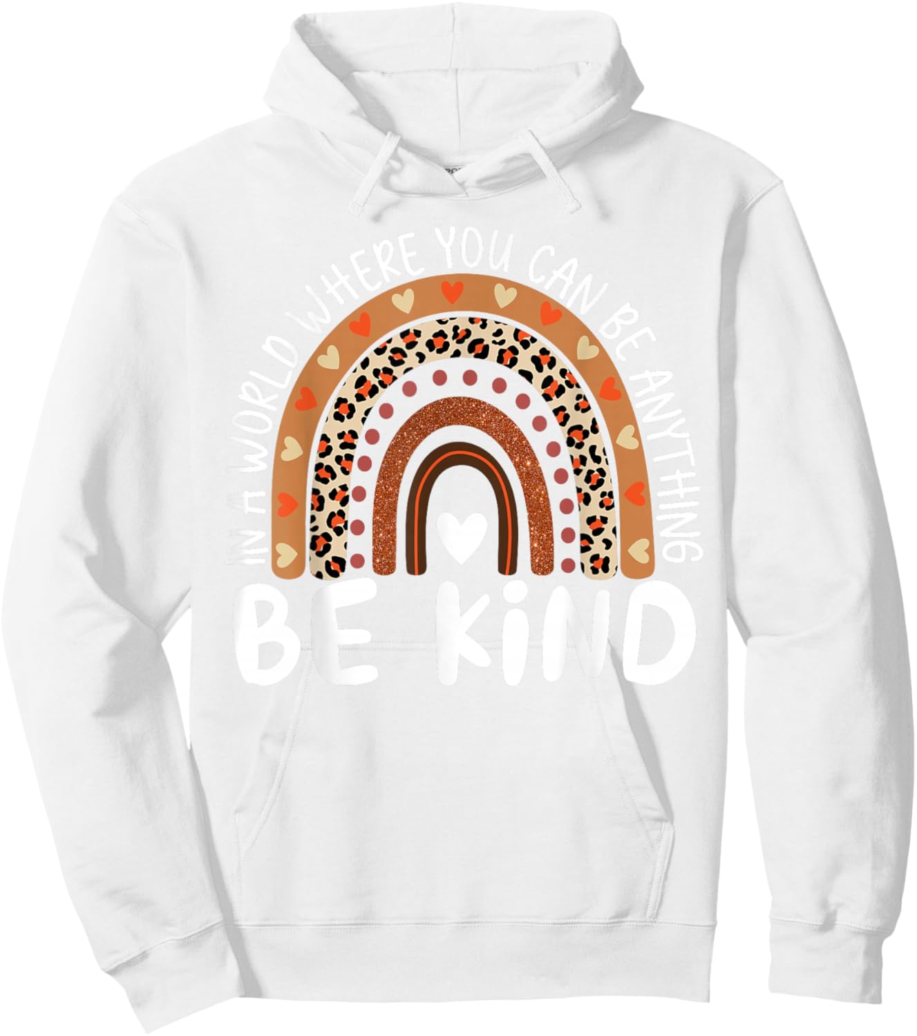 Unity Day Orange Anti Bullying Kids Girls Leopard Rainbow Hoodie - Hoodie | White