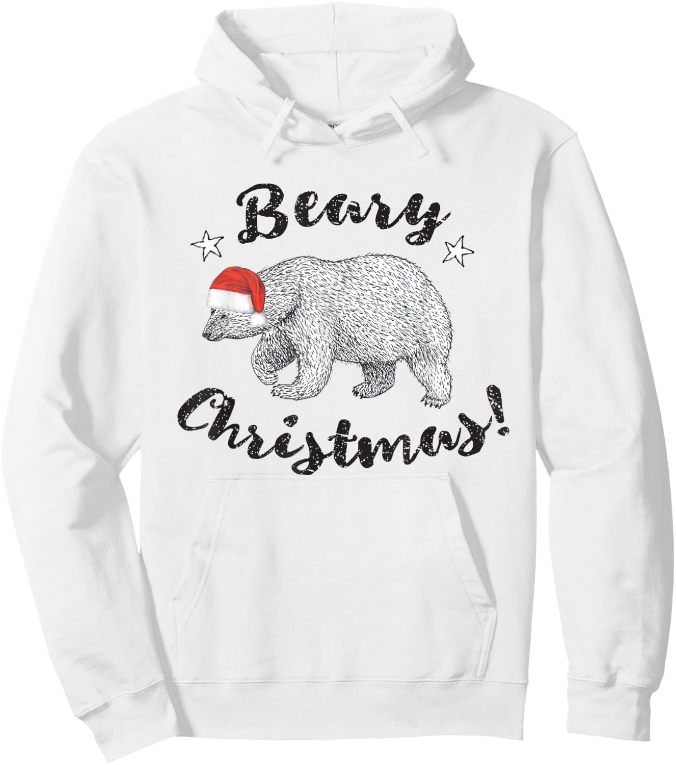 Beary Christmas Cute Polar Bear In Santa Hat Hoodie - Hoodie | White