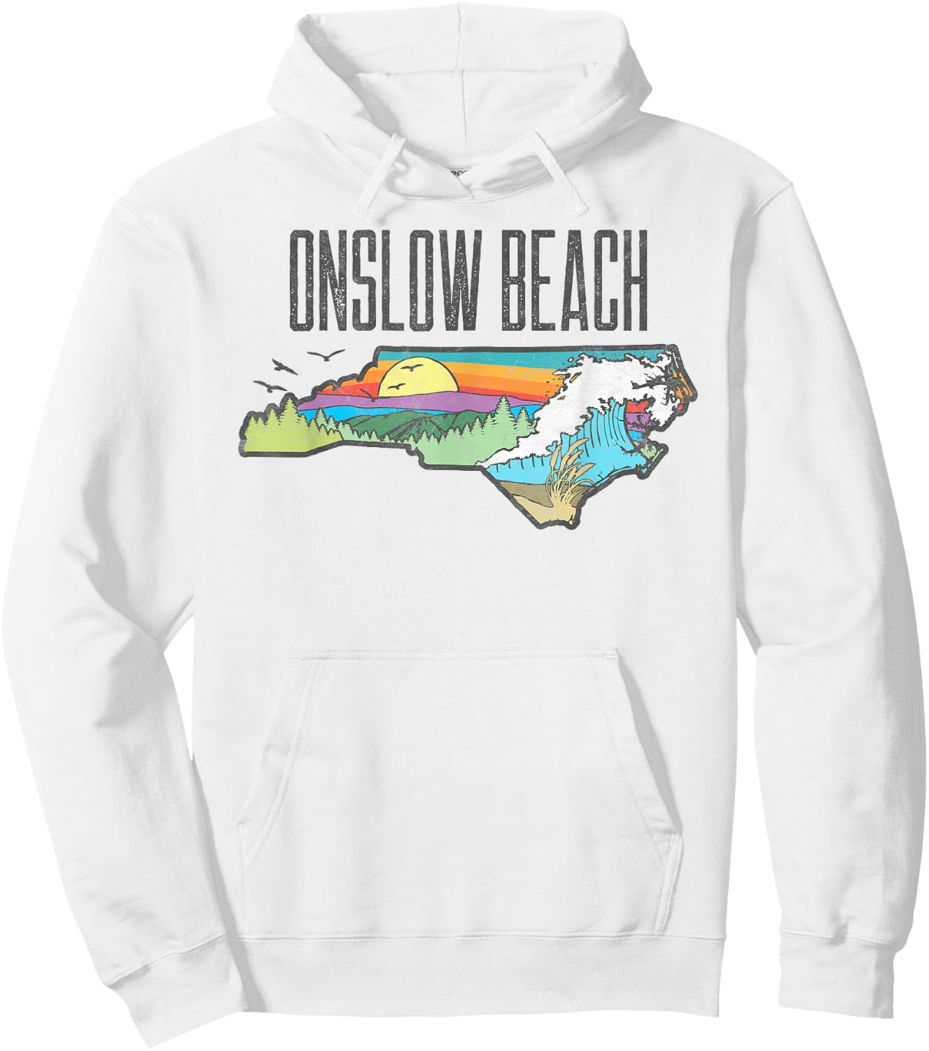 Onslow Beach State of North Carolina Outdoors Graphic Hoodie - Hoodie | White