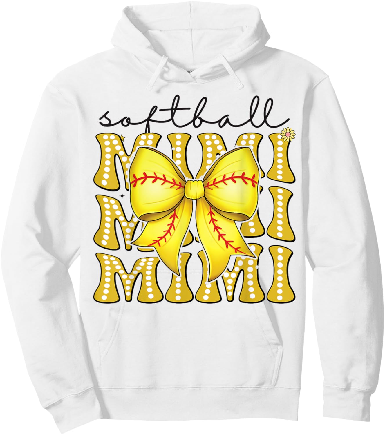 Softball Mimi Retro Softball Coquette Bow Groovy Hoodie - Hoodie | White