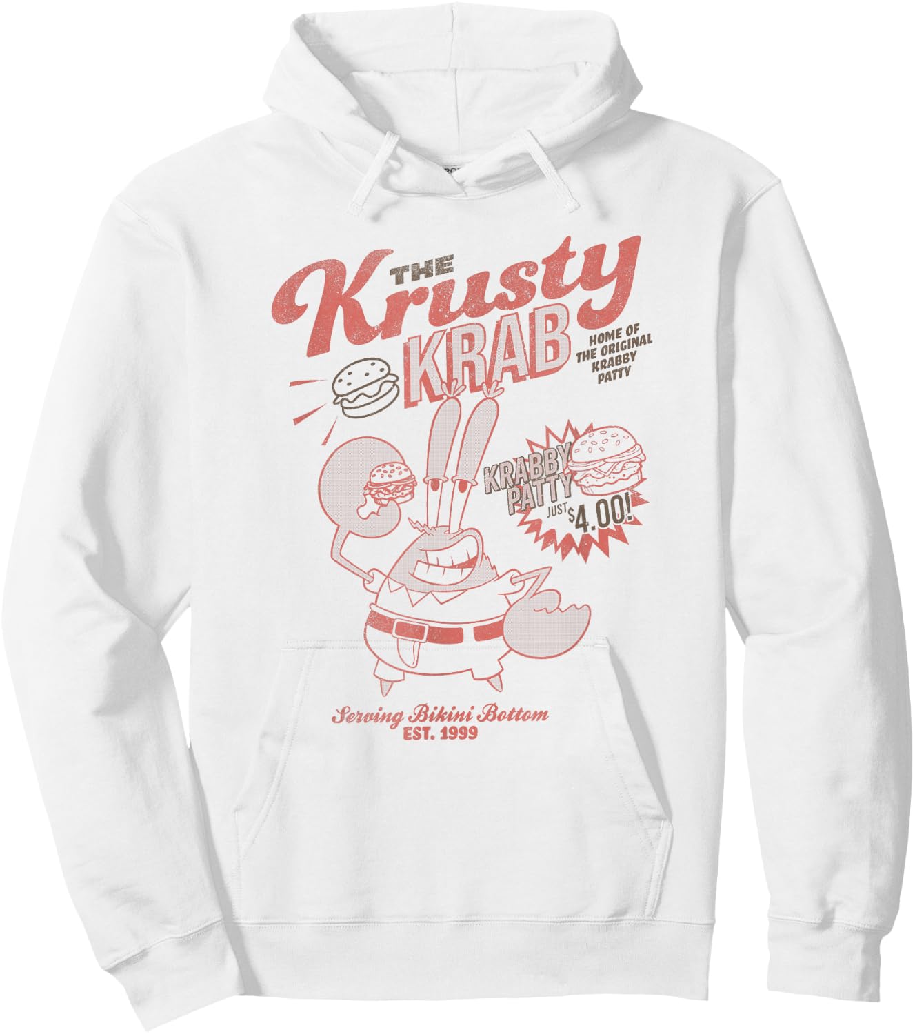 Spongebob Squarepants Mr. Krabs Krusty Krab Ad Hoodie - Hoodie | White