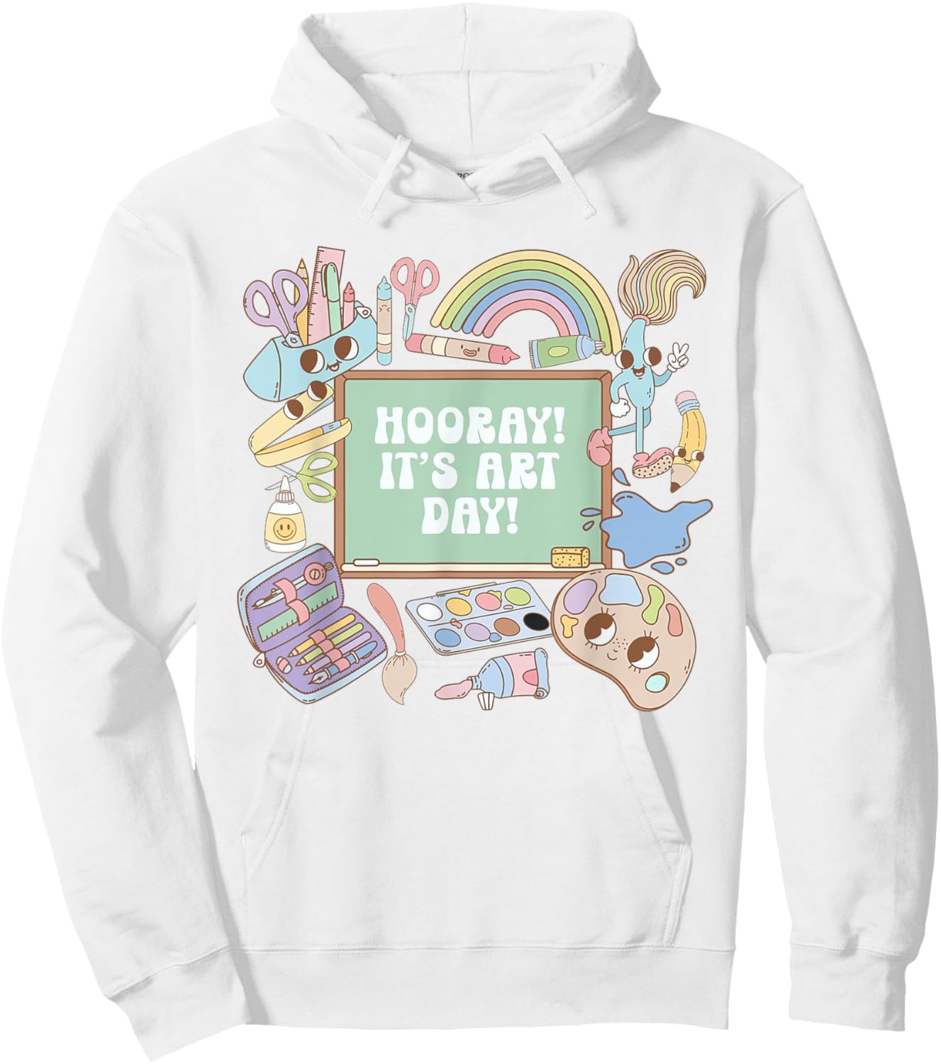 Retro Hooray It's Art Day Art Teacher Back To School Women Hoodie - Hoodie | White