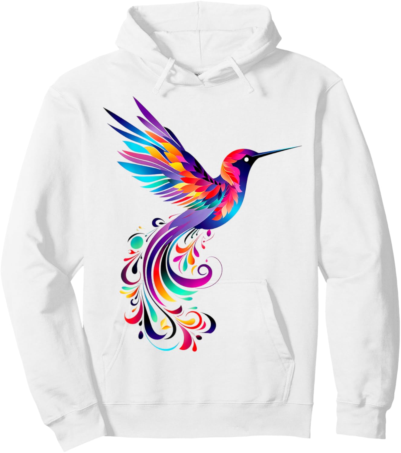 Hummingbird Colorful Motif Animal Abstract Art Hummingbird Hoodie - Hoodie | White