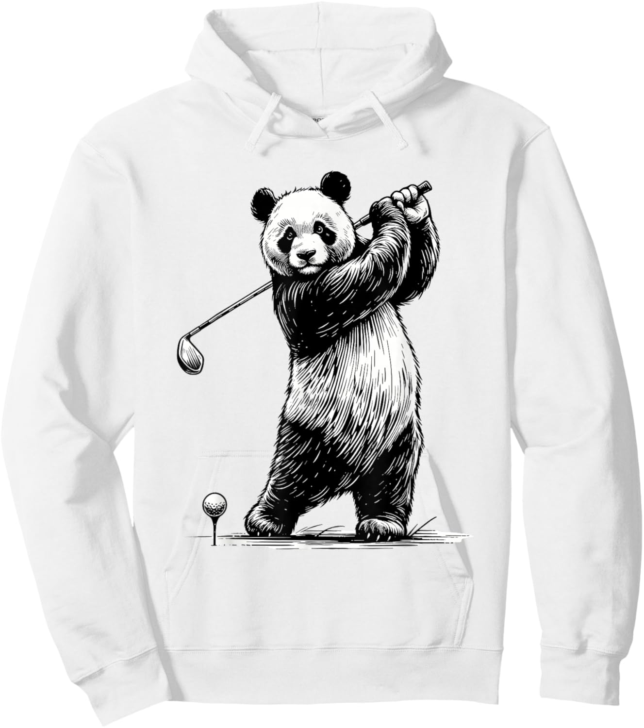 Panda Bear Playing Golf Funny Golfing Lover Golfer Hoodie - Hoodie | White