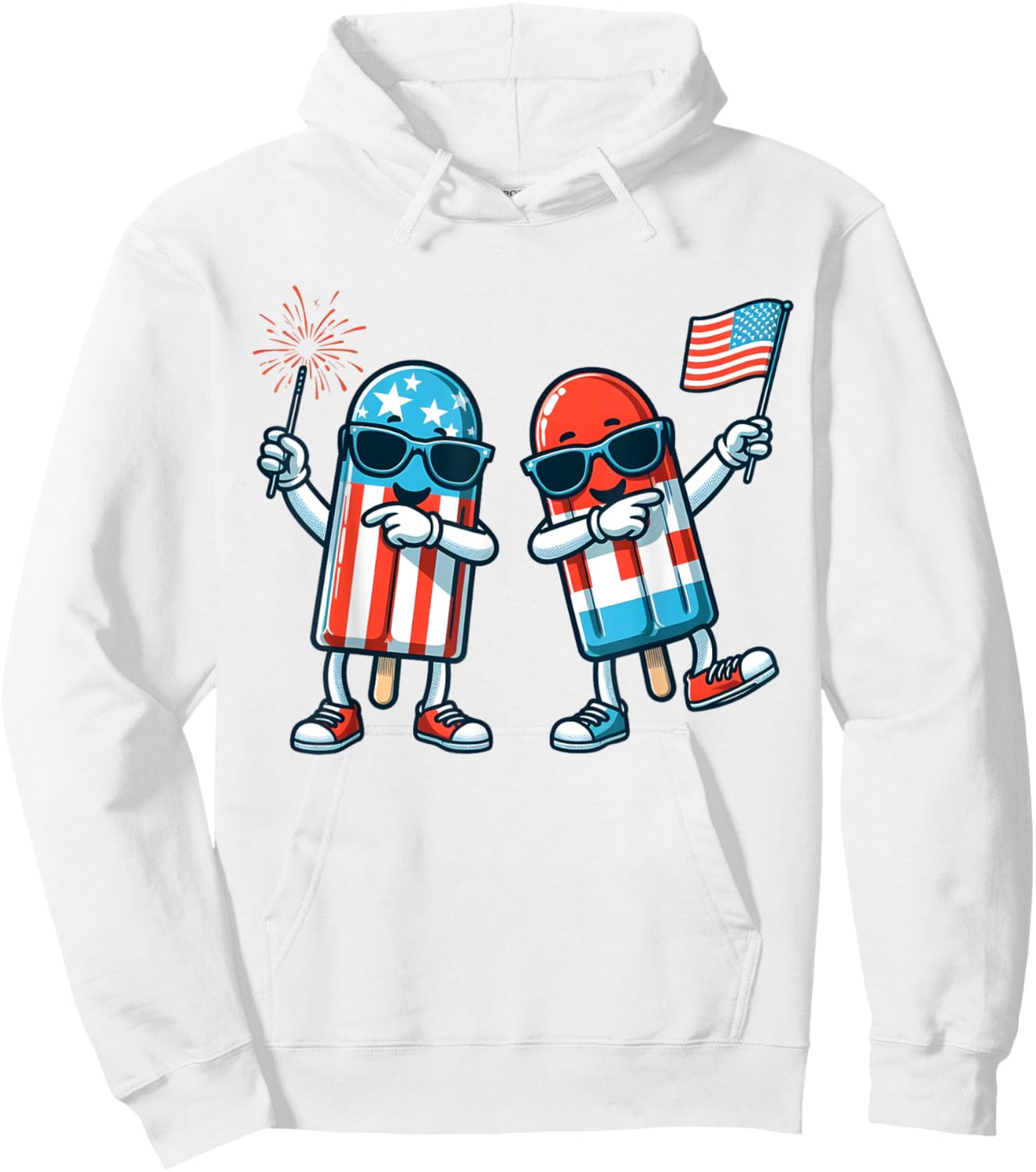 Cute Popsicle American Flag 4th of July Patriotic Summer Boy Hoodie - Hoodie | White