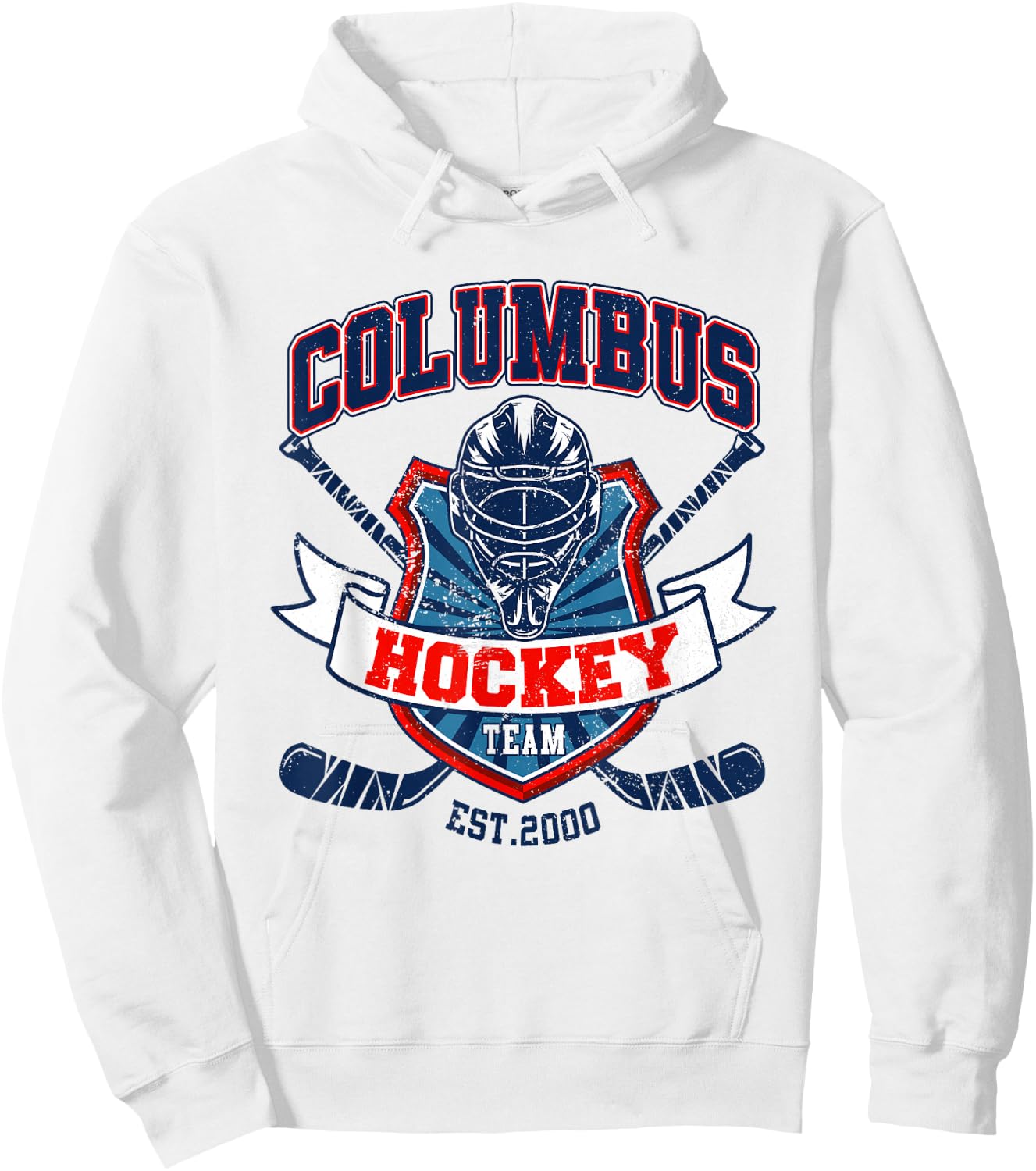 Columbus Blue Retro Jackets Hockey Vintage Ice Hockey Player Hoodie - Hoodie | White