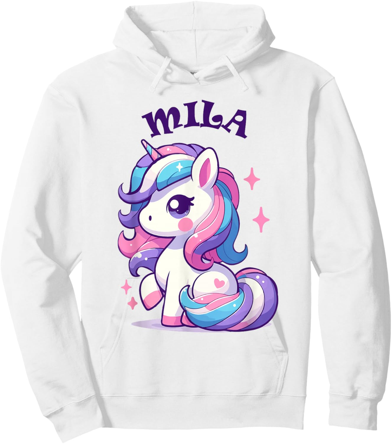 Mila Cute Unicorn Girl Name Mila , white, S Hoodie - Hoodie | White