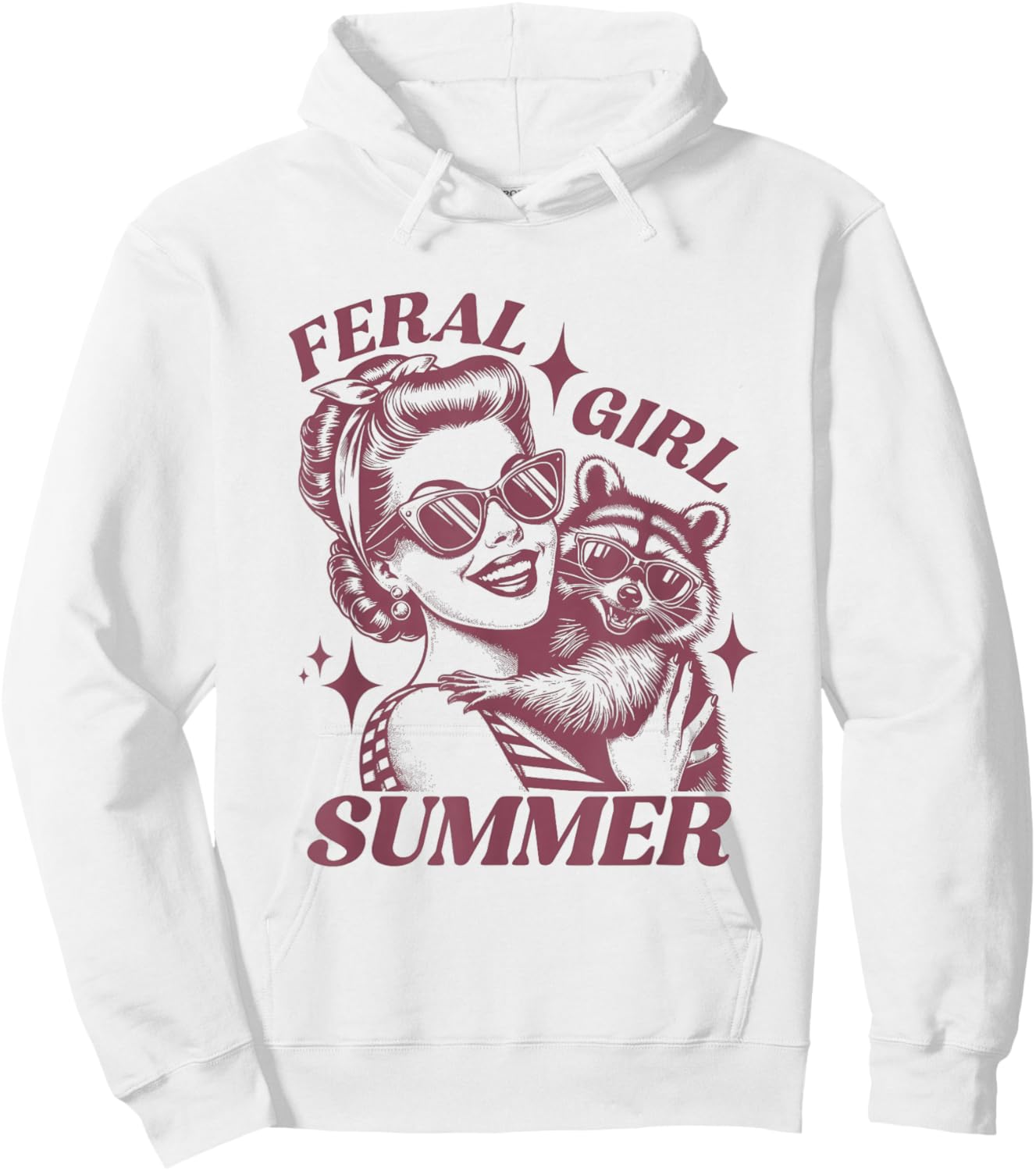 Feral Girl Summer Trash Panda Cute Raccoon Summer Vacation Hoodie - Hoodie | White