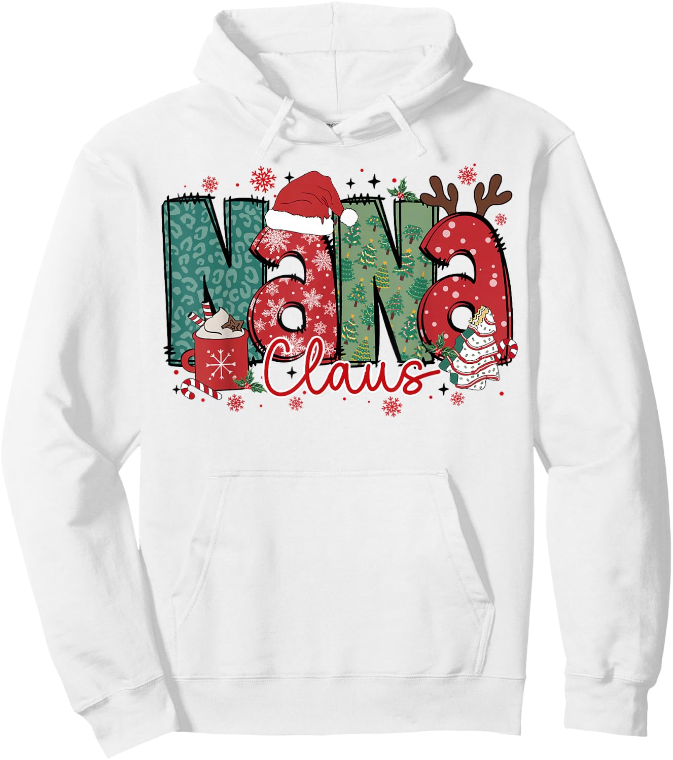 Nana Claus Christmas Pajama Santa Claus Family Matching Hoodie - Hoodie | White
