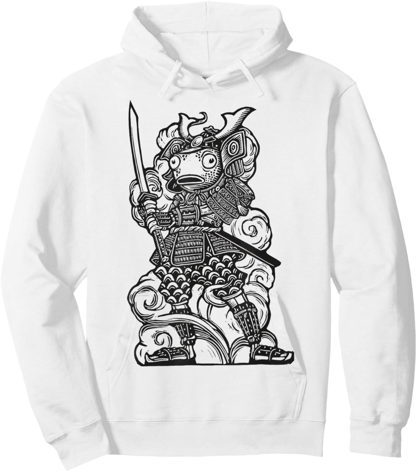 Fortnite Samurai Fishstick Black & White Print Hoodie - Hoodie | White