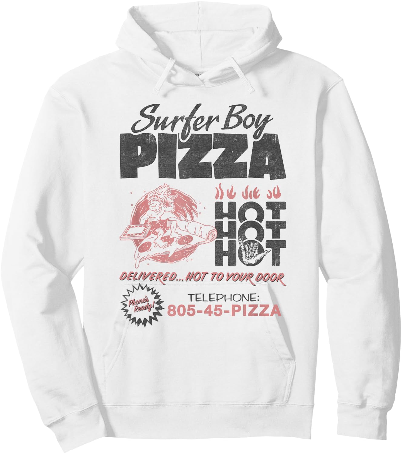 Stranger Things Surfer Boy Pizza Flyer Hoodie - Hoodie | White