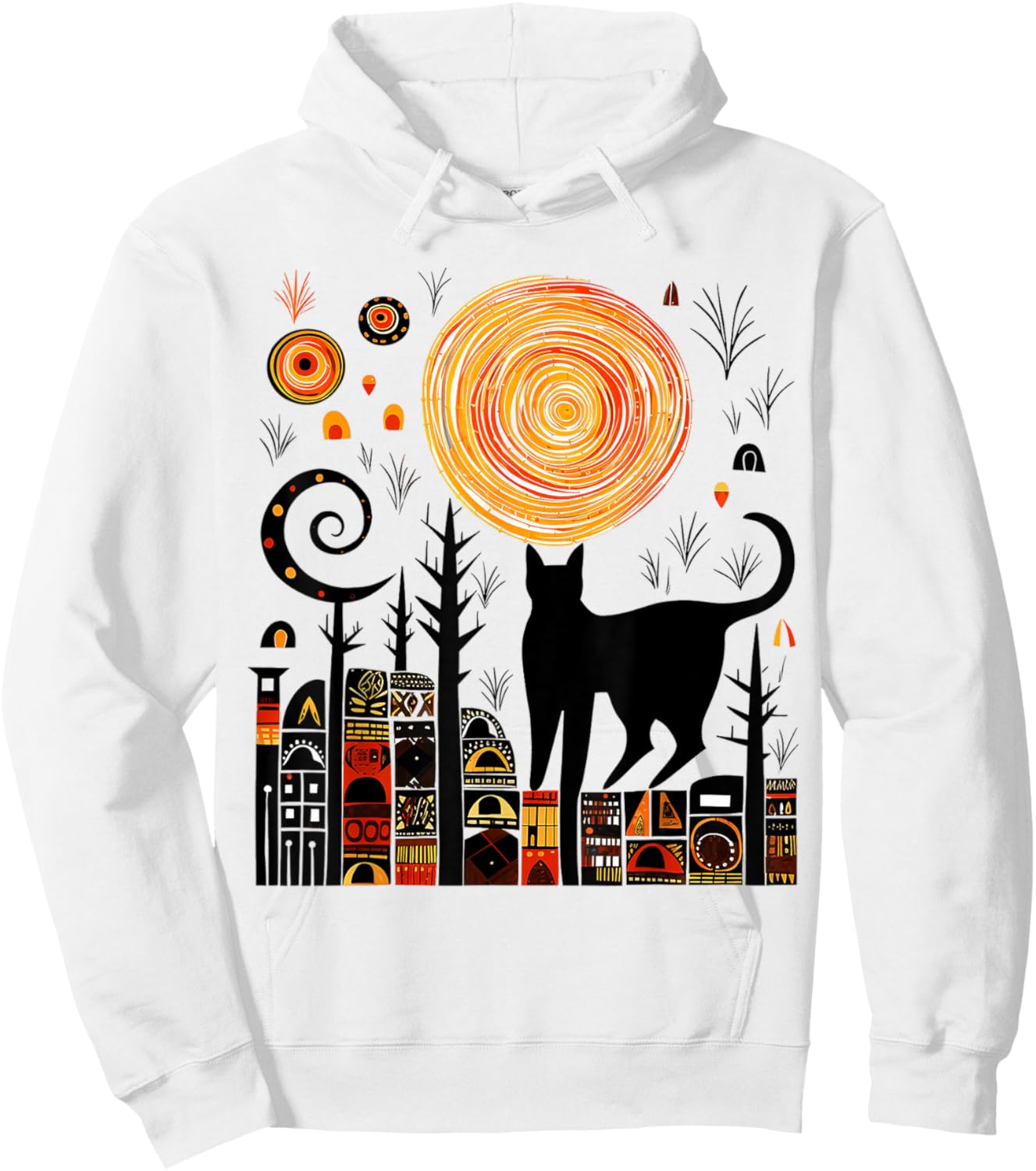 Nature Geometric Cat Art Abstract Polygon Graphic Nature Women Kids Hoodie - Hoodie | White