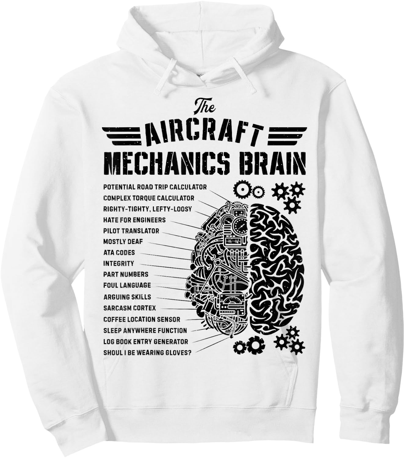 Aircraft Mechanics Brain Funny Aviation Technician Gifts Men Hoodie - Hoodie | White